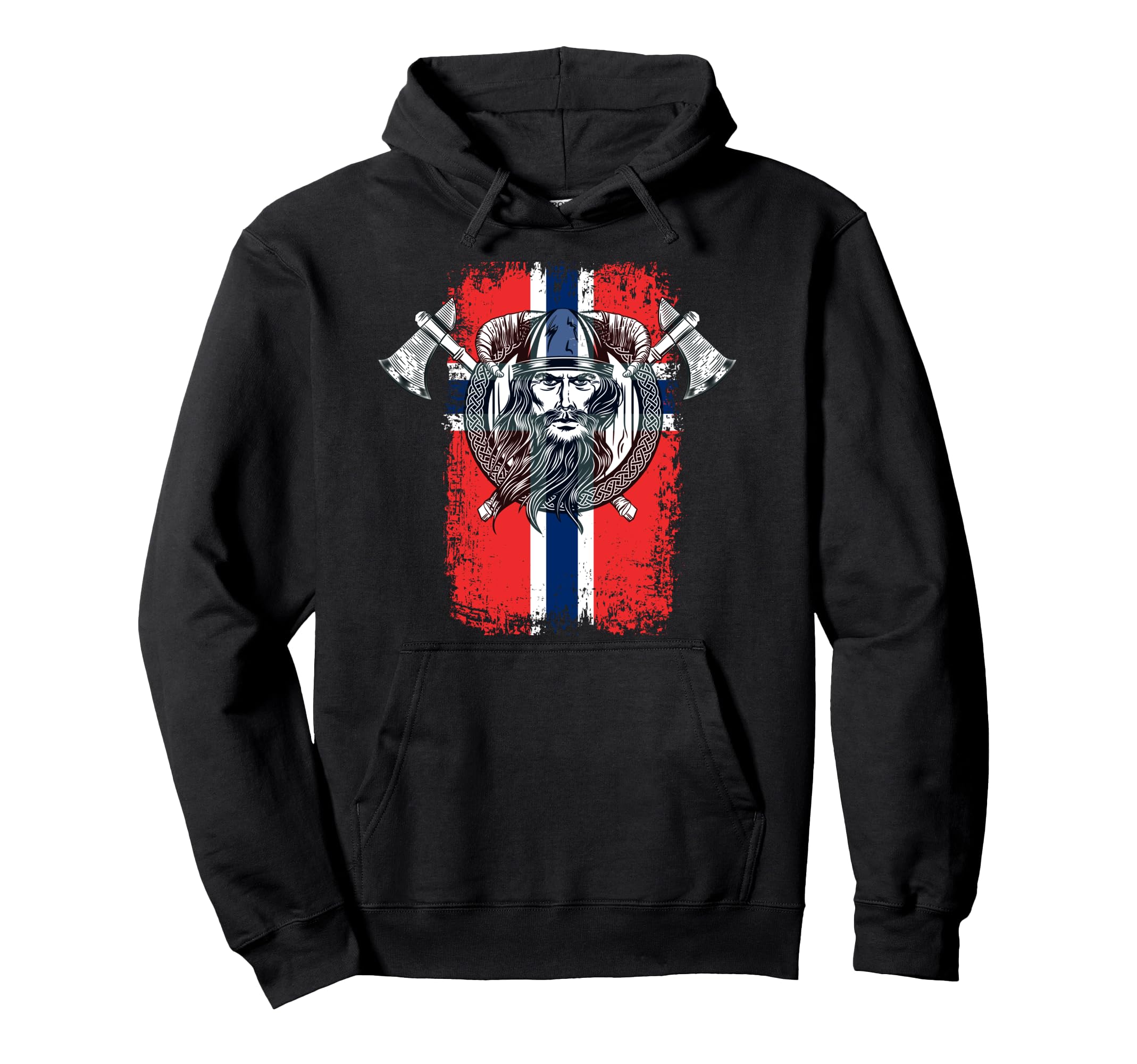 Norwegian Viking Flag Distressed Grunge Hoodie - Custom Art Print Men Women - T-Shirt, Sweatshirt, Hoodie