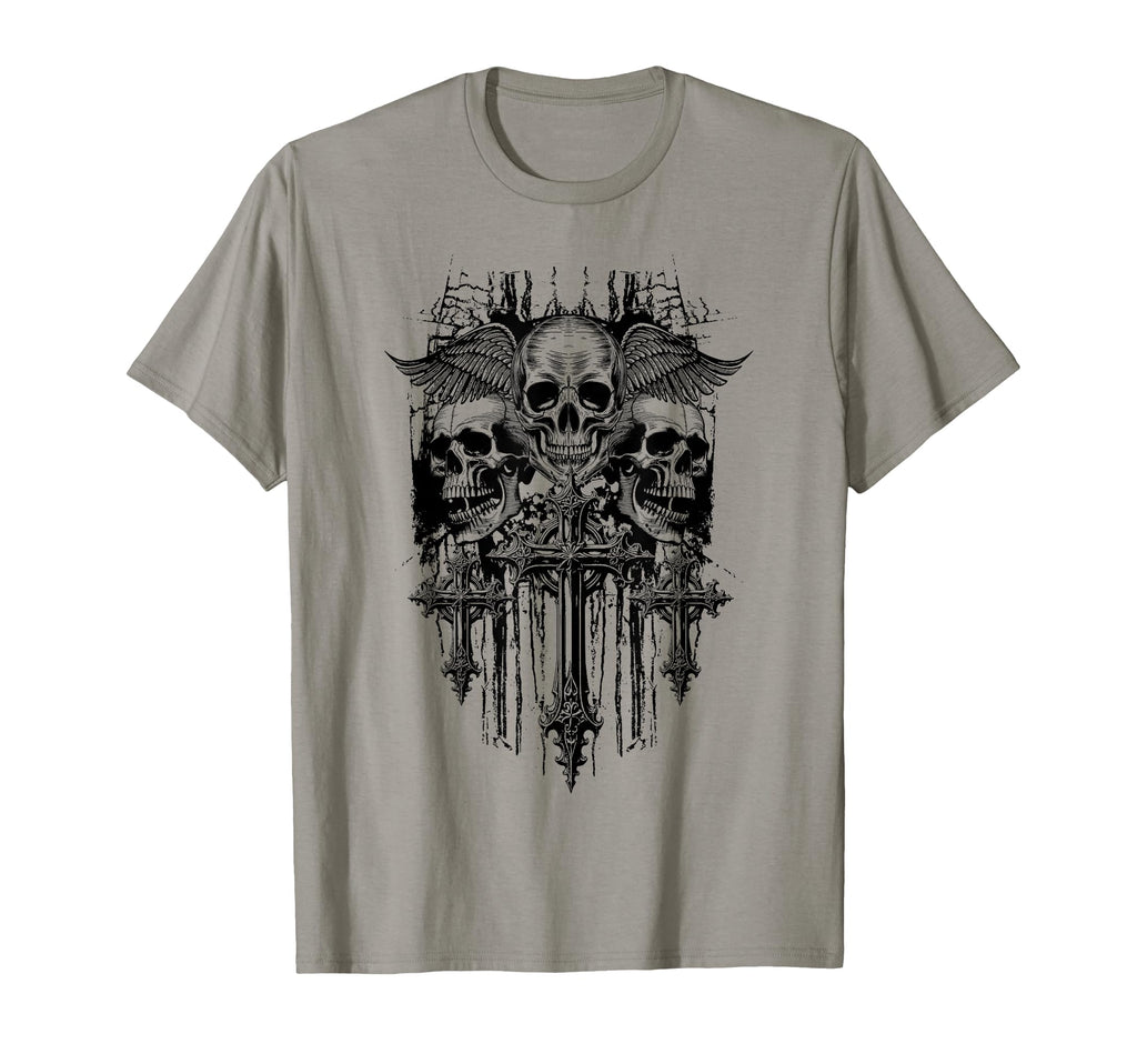 Skull Cross Wings Goth Alt Grunge Gothic T-Shirt - Custom Art Print Unisex - T-Shirt, Sweatshirt, Hoodie