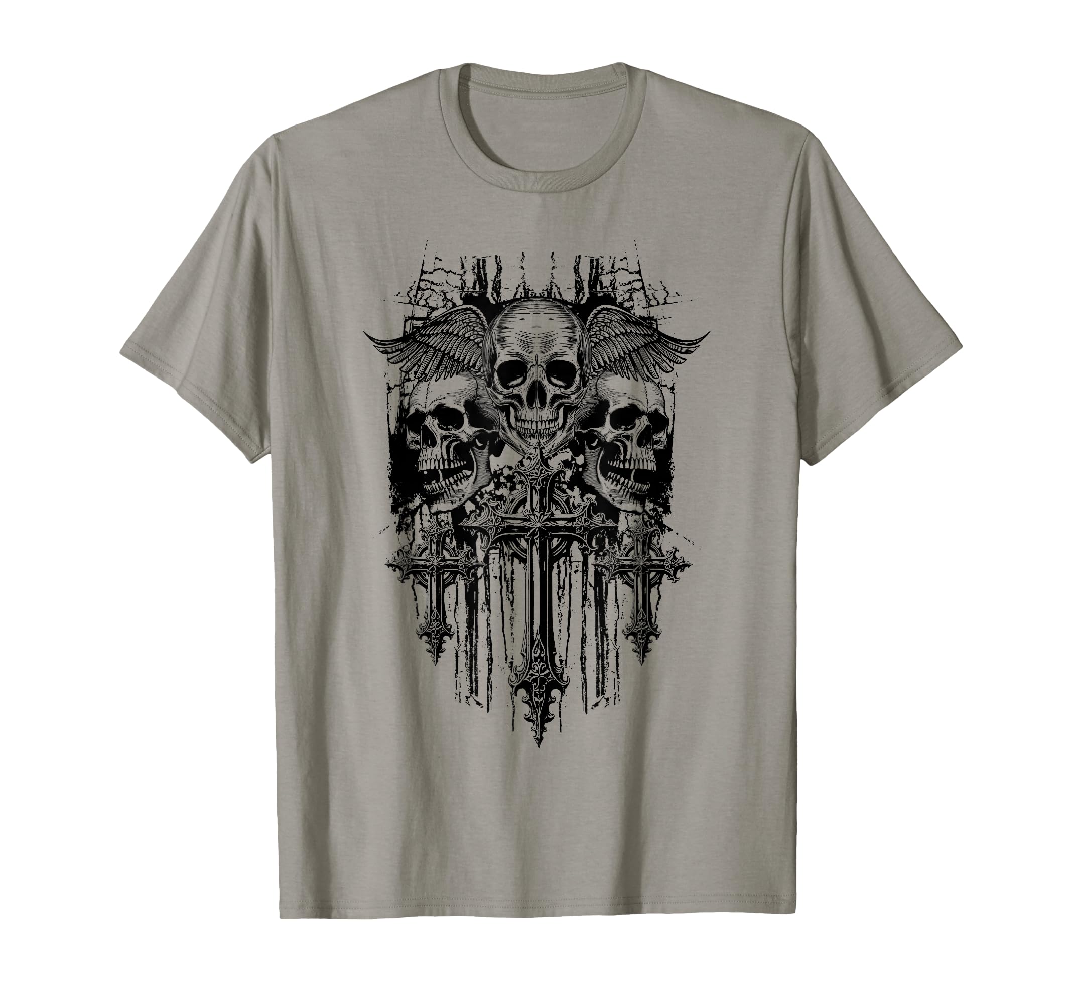 Skull Cross Wings Goth Alt Grunge Gothic T-Shirt - Custom Art Print Unisex - T-Shirt, Sweatshirt, Hoodie