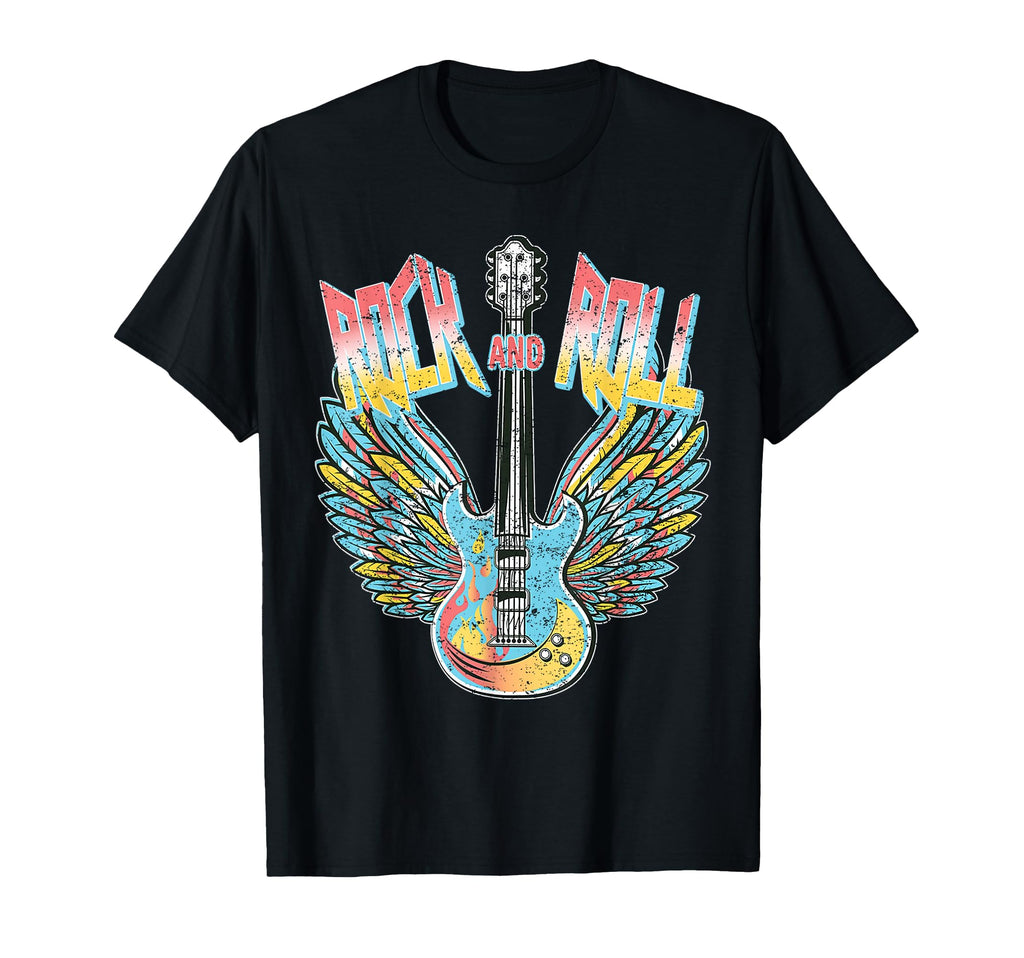 80S Rock Roll Music Electric Guitar T-Shirt - Streetwear Style for Adults - T-Shirt, Sweatshirt, Hoodie