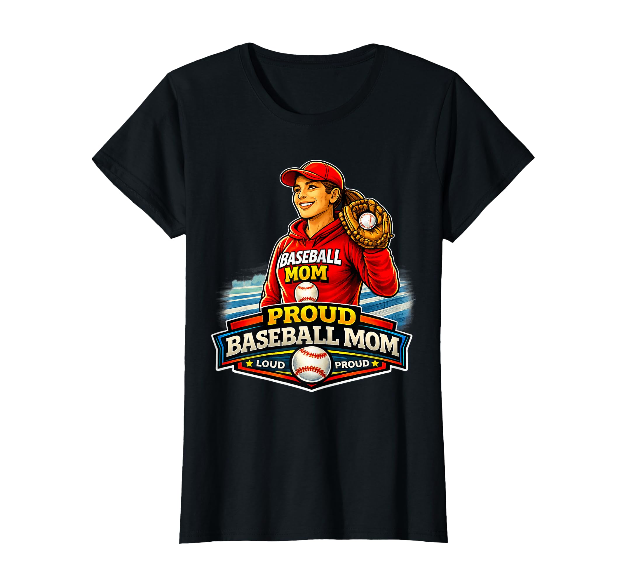Baseball Mom Proud Game Day Supporter T-Shirt - Graphic Print Men Women - T-Shirt, Sweatshirt, Hoodie