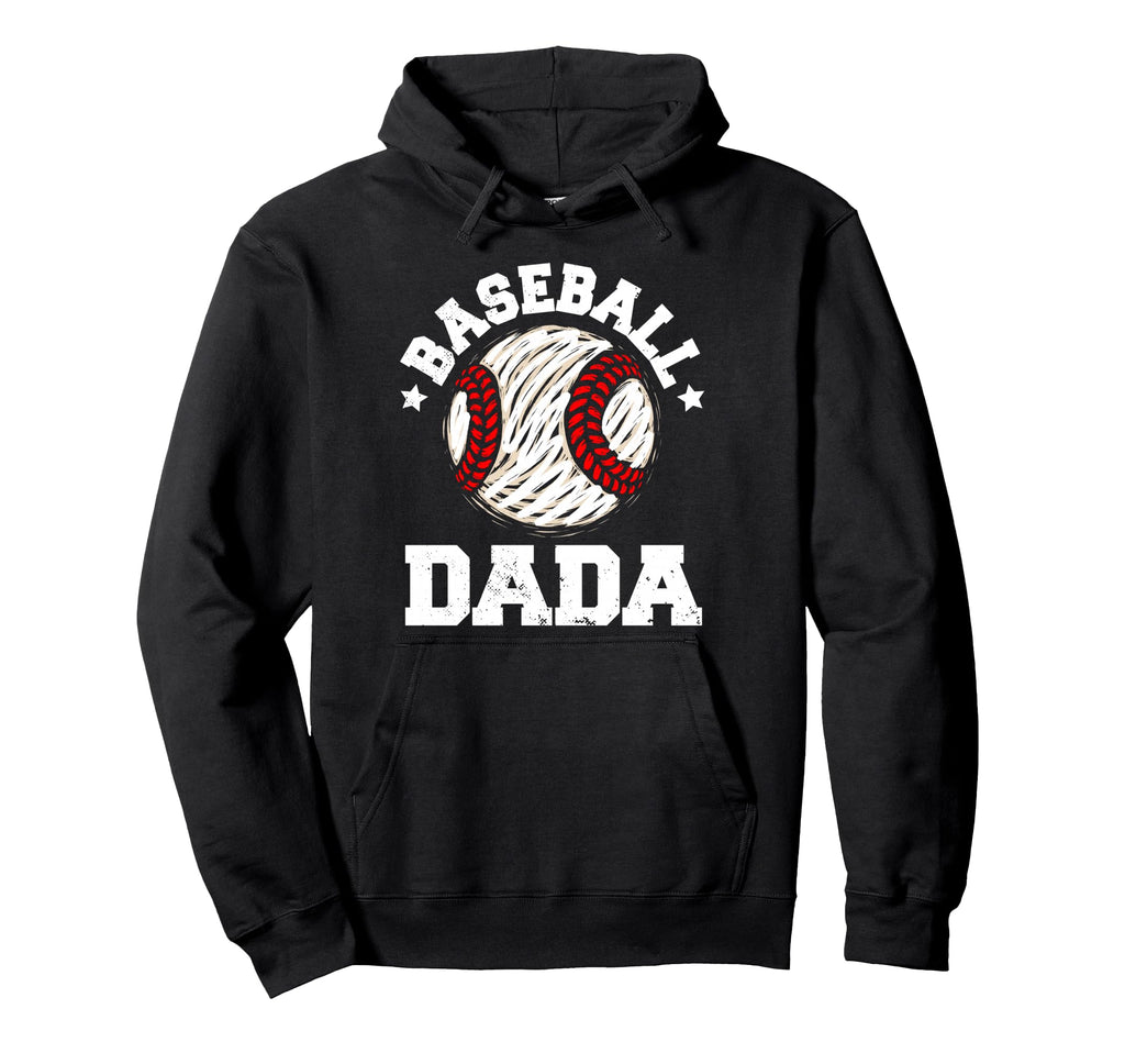Baseball Dada Distressed Funny Baseball Hoodie - Graphic Print for Adults - T-Shirt, Sweatshirt, Hoodie