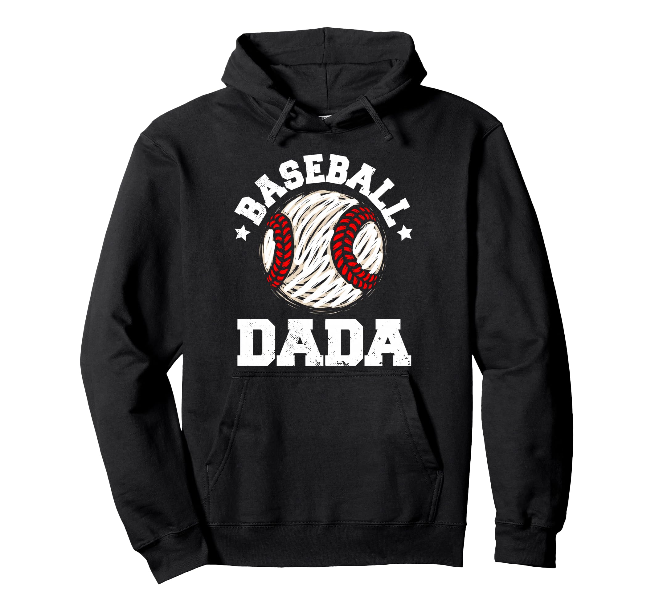 Baseball Dada Distressed Funny Baseball Hoodie - Graphic Print for Adults - T-Shirt, Sweatshirt, Hoodie