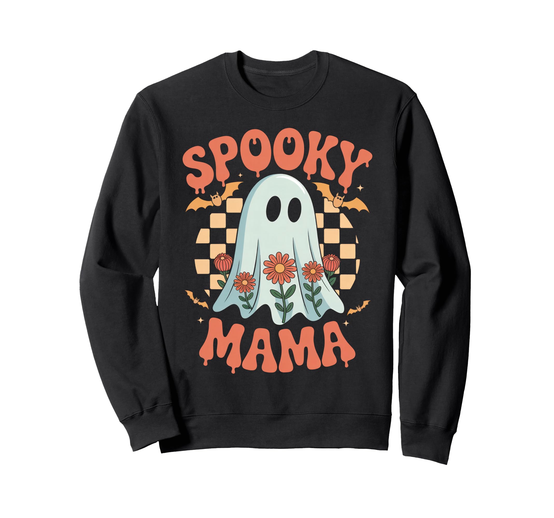 Spooky Mama Boho Ghost Halloween Sweatshirt - Minimalist Print Men Women - T-Shirt, Sweatshirt, Hoodie