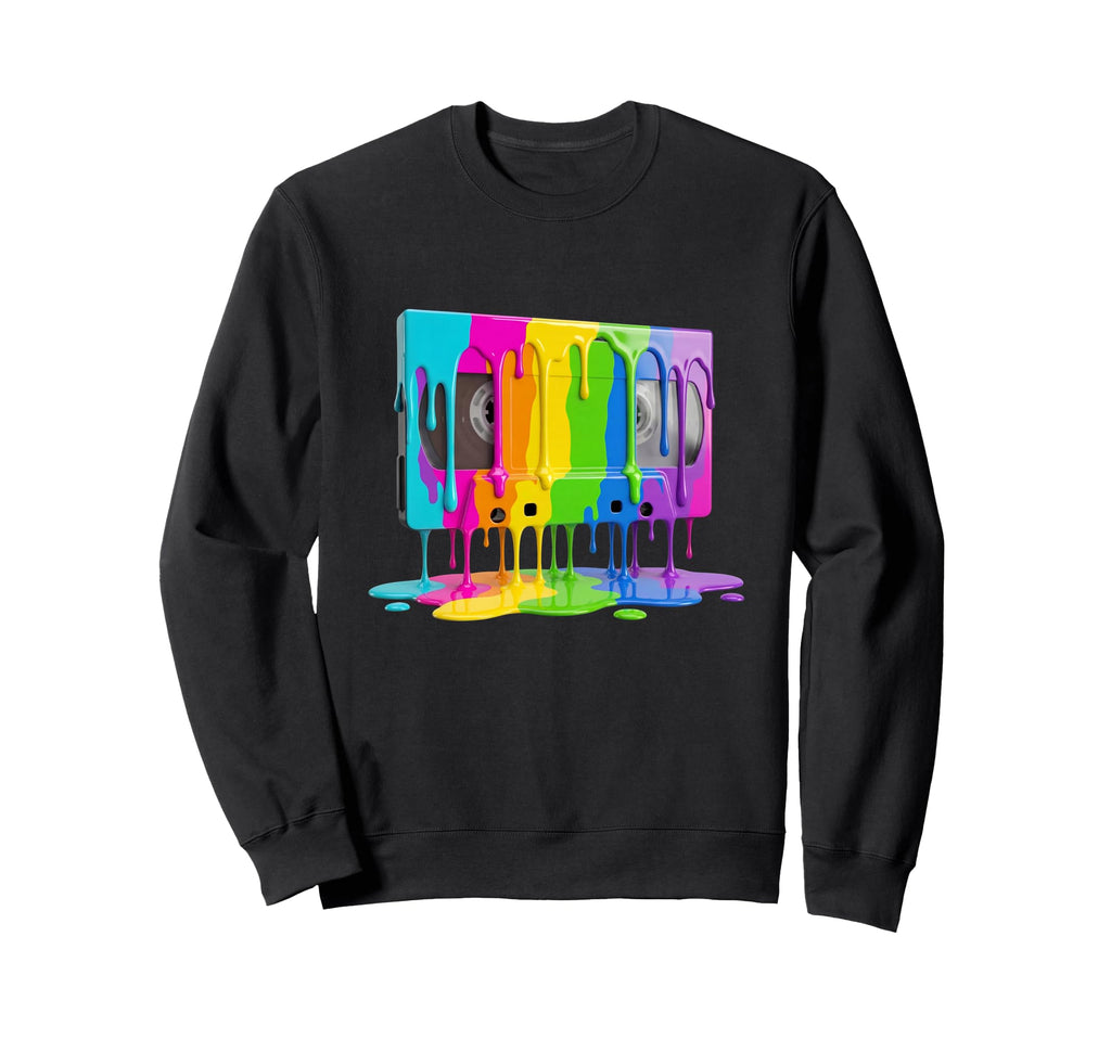 Dripping Paint Vhs Cassette 80S Sweatshirt - Casual Everyday Wear Unisex - T-Shirt, Sweatshirt, Hoodie