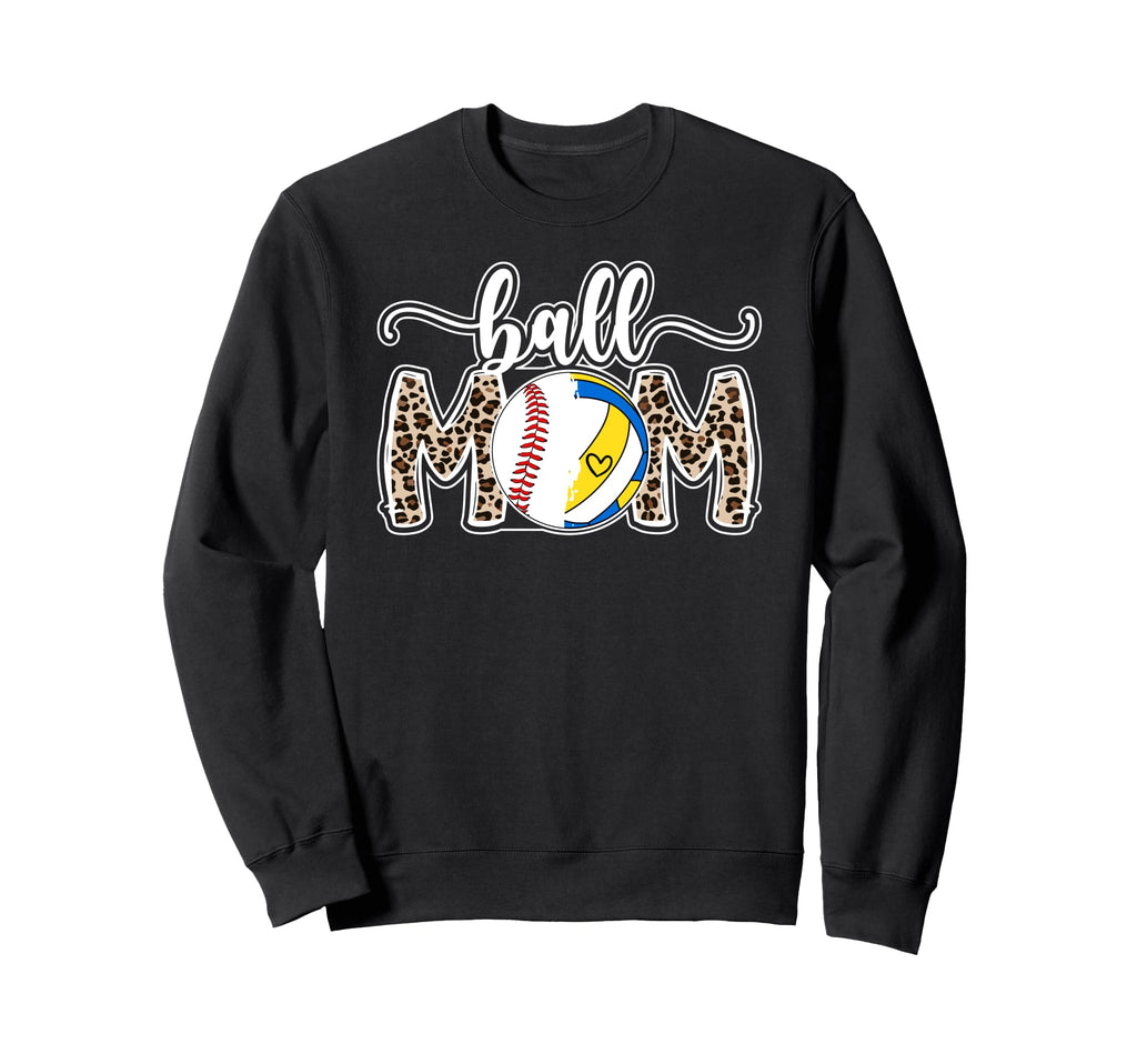 Ball Mom Leopard Baseball Volleyball Sweatshirt - Custom Art Print Unisex - T-Shirt, Sweatshirt, Hoodie