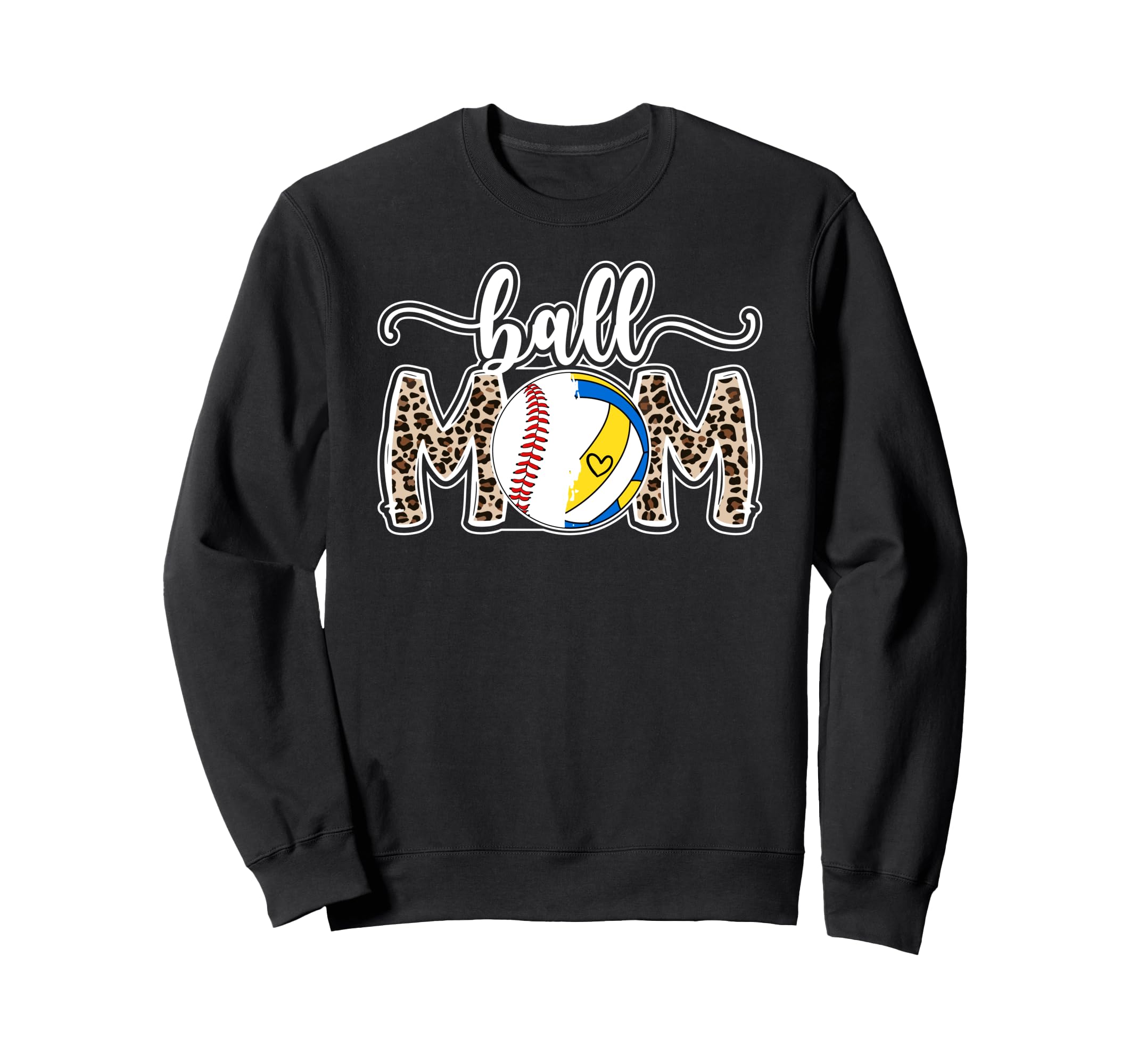 Ball Mom Leopard Baseball Volleyball Sweatshirt - Custom Art Print Unisex - T-Shirt, Sweatshirt, Hoodie