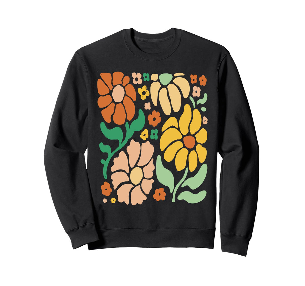 Boho Floral Groovy Flowers Sweatshirt - Custom Art Print for Adults - T-Shirt, Sweatshirt, Hoodie