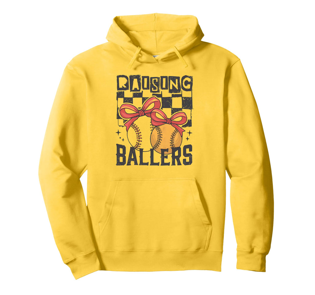Softball Mom Raising Ballers Hoodie - Fun Novelty Design Men Women - T-Shirt, Sweatshirt, Hoodie