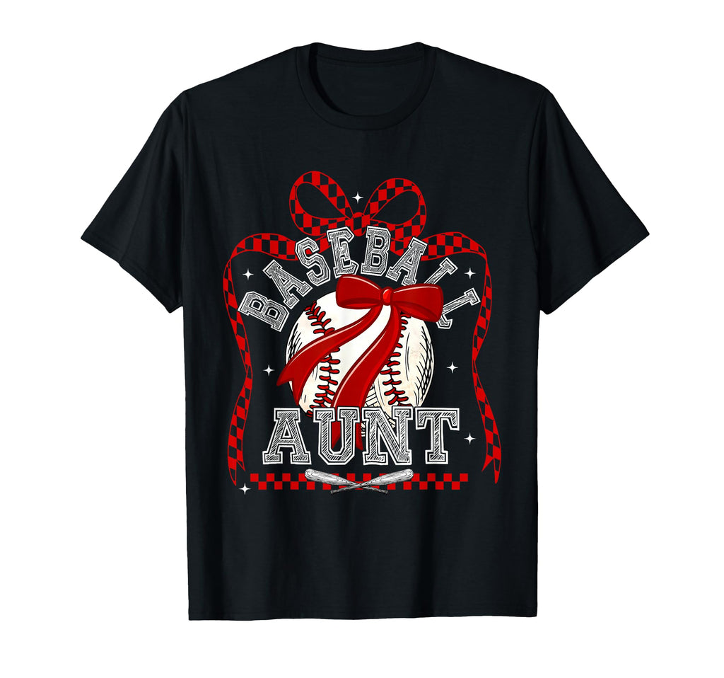 Baseball Coquette Bow Baseball Aunt T-Shirt - Graphic Print Men Women - T-Shirt, Sweatshirt, Hoodie