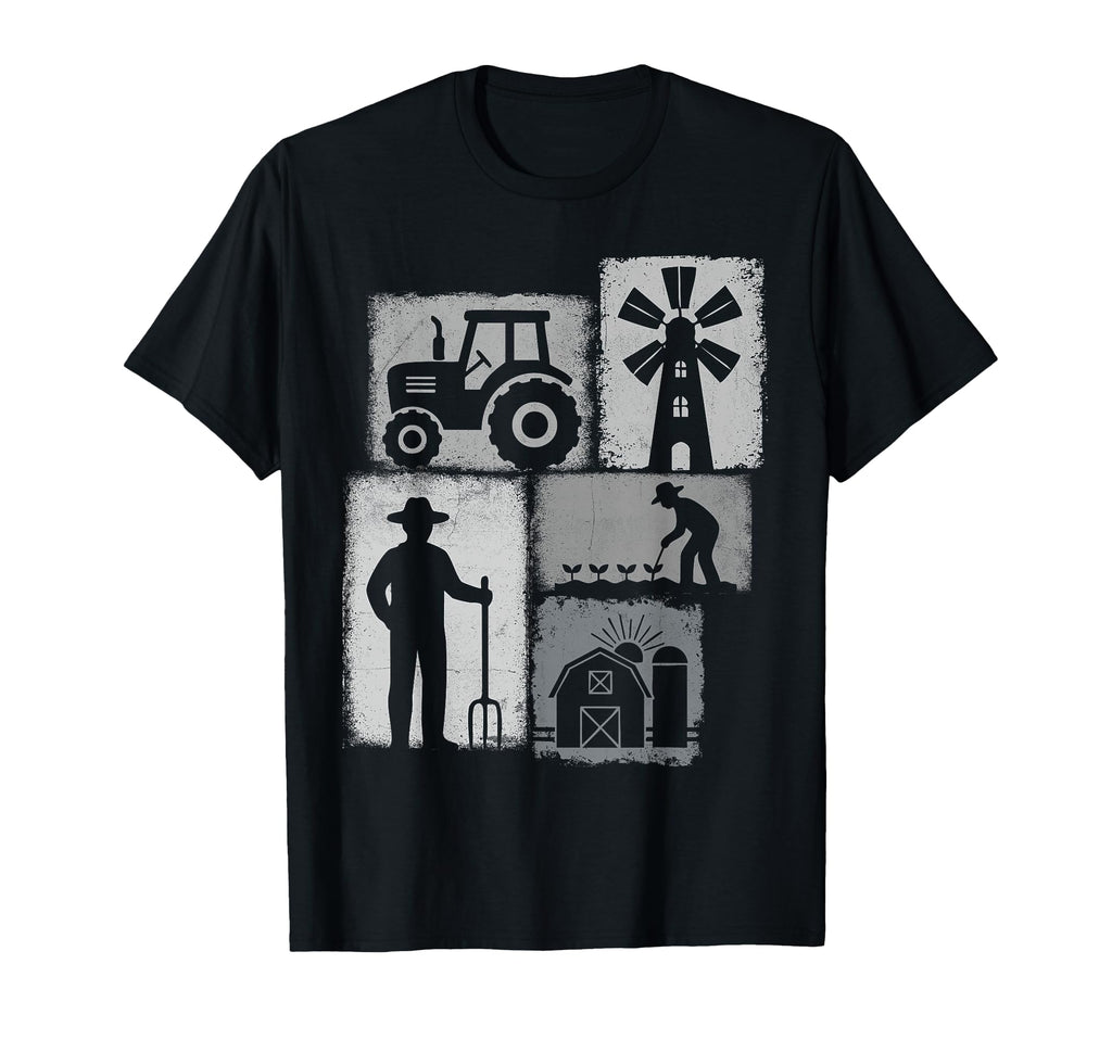 Farmer Collage Farming Rancher Cowboy Farm T-Shirt - Trendy Graphic Unisex - T-Shirt, Sweatshirt, Hoodie