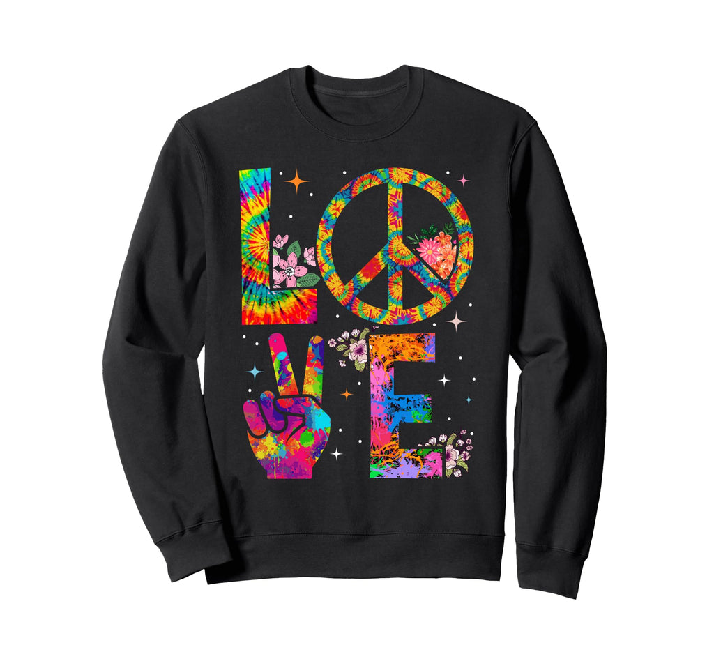 Peace Sign Love 60S 70S Tie Dye Sweatshirt - Graphic Print Men Women - T-Shirt, Sweatshirt, Hoodie