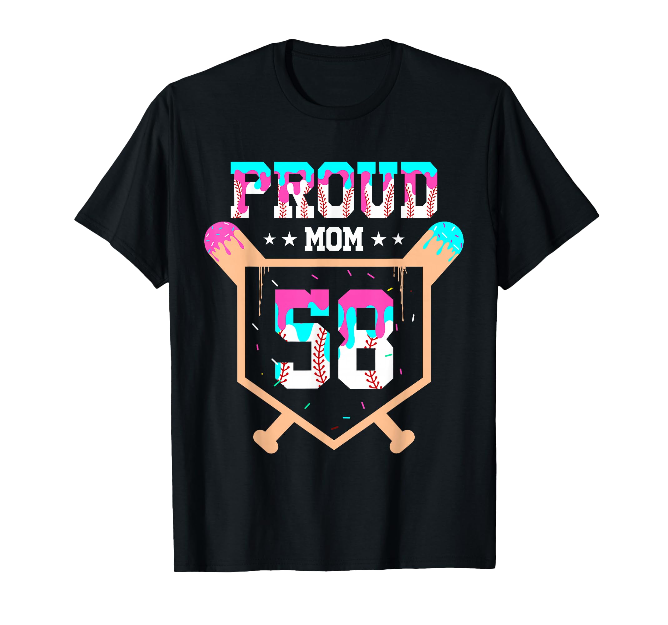 Proud Mom Baseball Player Number 58 Ice T-Shirt - Graphic Print Men Women - T-Shirt, Sweatshirt, Hoodie
