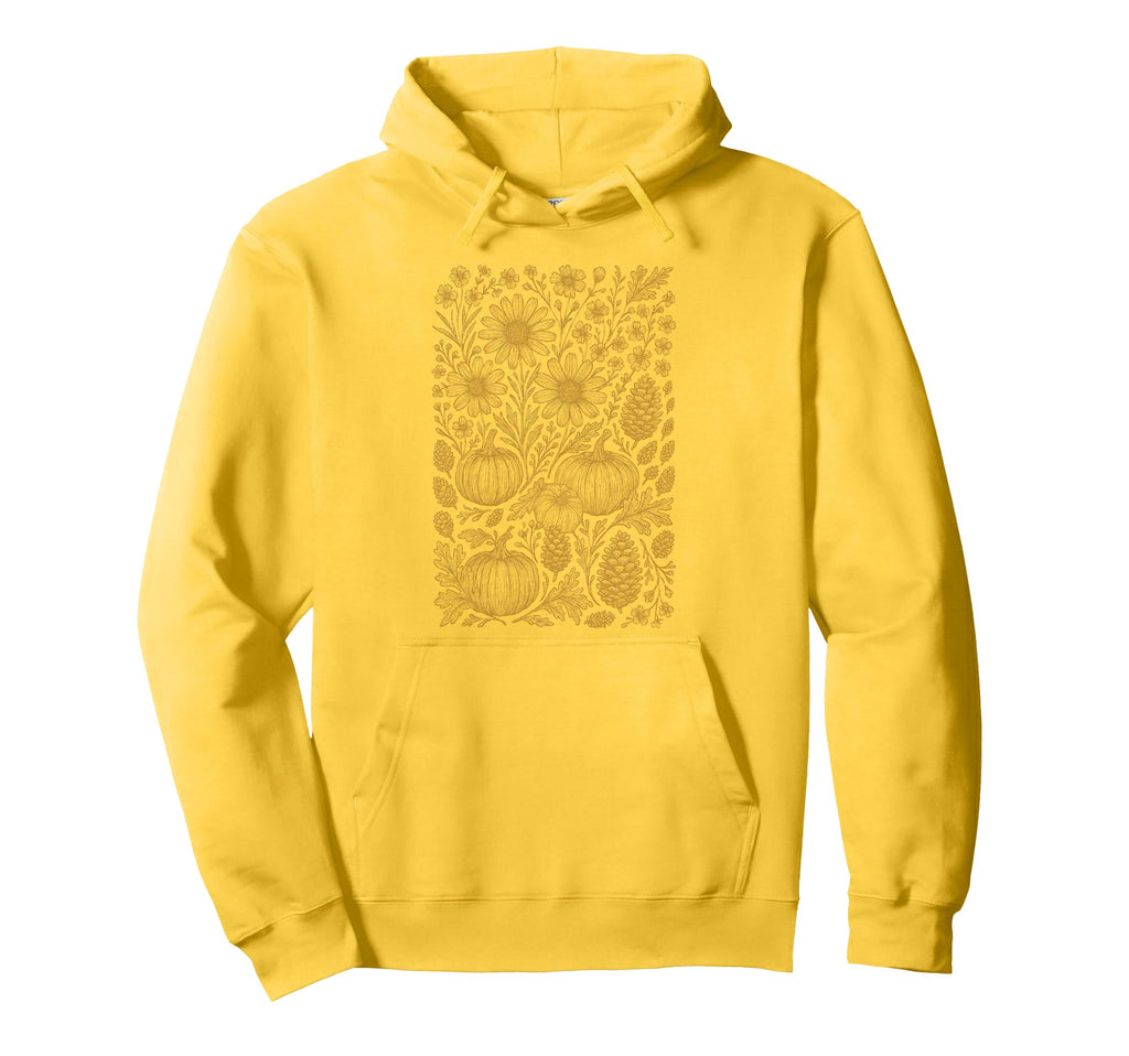 Autumn Pumpkin Wildflower Forest Flower Hoodie - Unique Graphic for Adults - T-Shirt, Sweatshirt, Hoodie