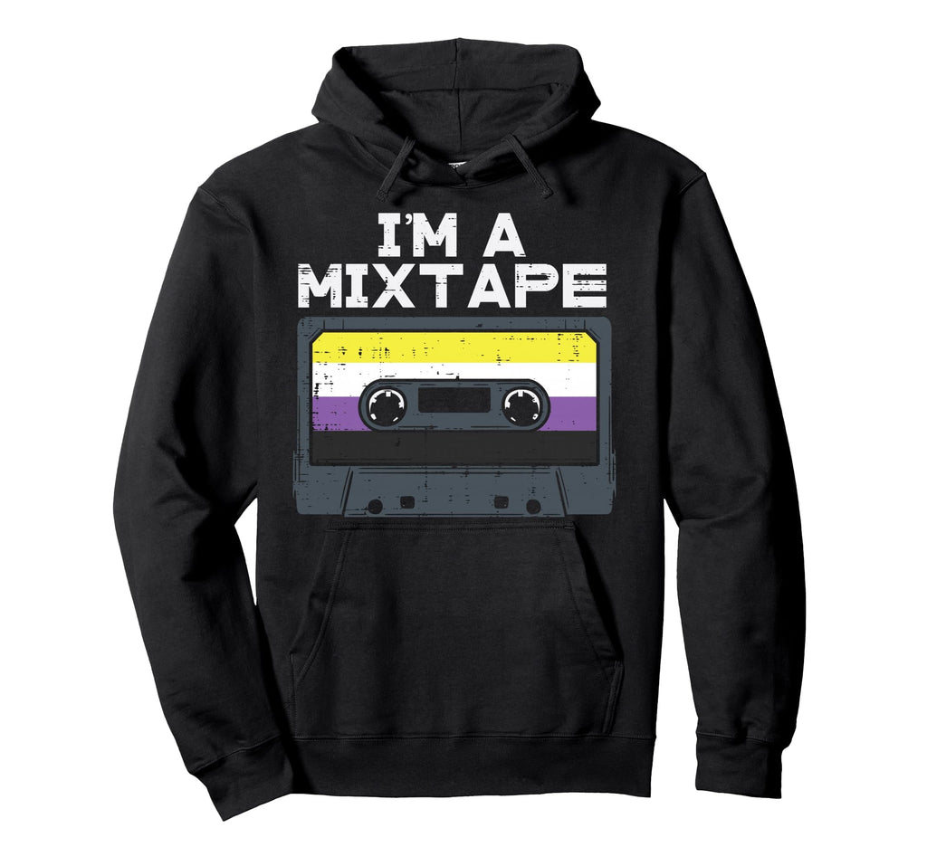 Im Mixtape Cassette Lgbtq Non Binary Flag Hoodie - Custom Art Print Unisex - T-Shirt, Sweatshirt, Hoodie