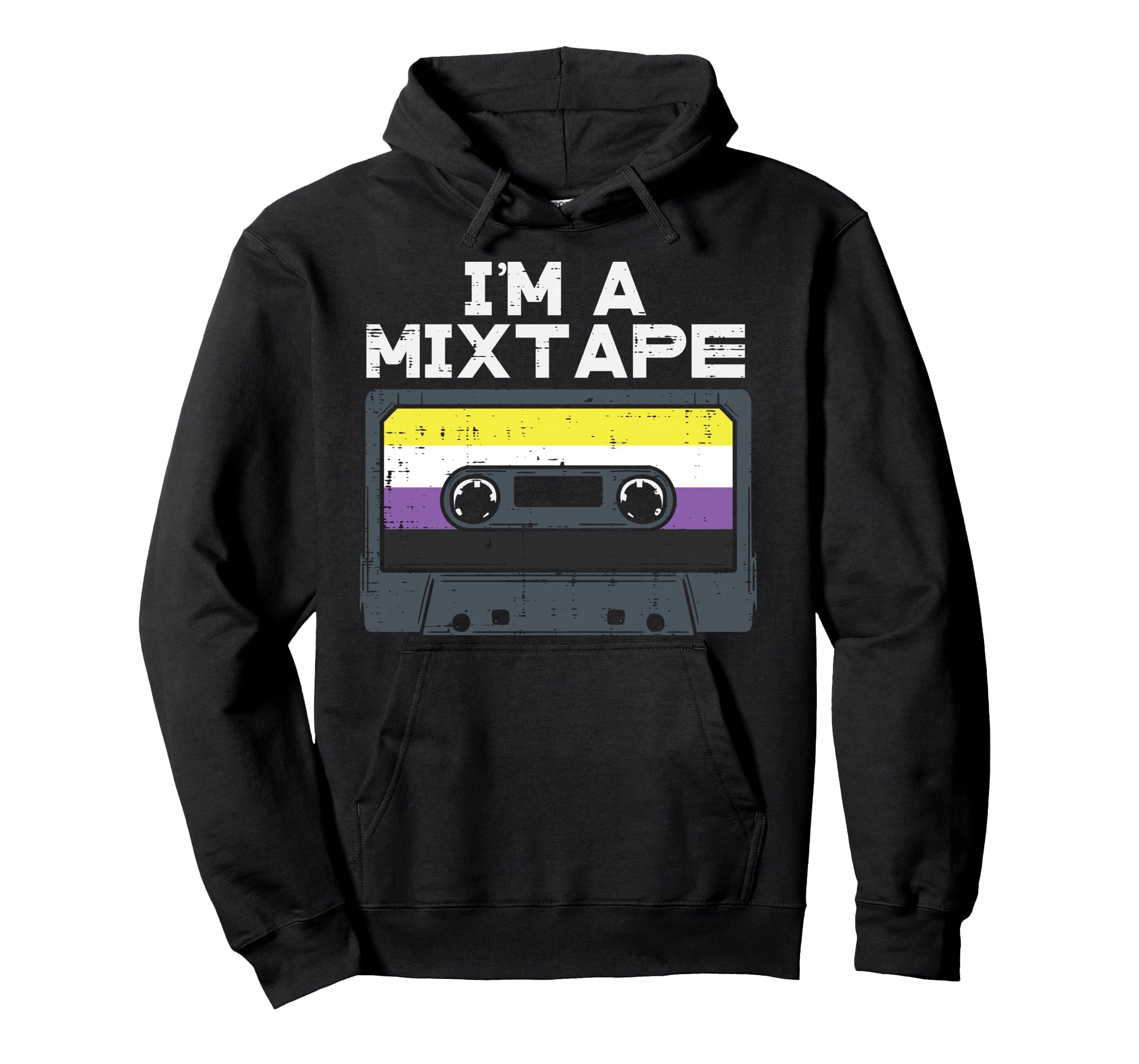 Im Mixtape Cassette Lgbtq Non Binary Flag Hoodie - Custom Art Print Unisex - T-Shirt, Sweatshirt, Hoodie