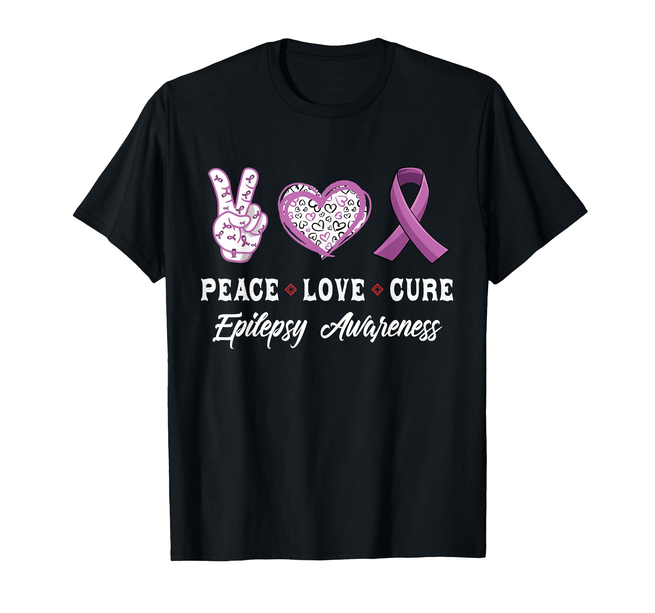 Peace Love Cure Epilepsy Awareness T-Shirt - Graphic Print for Adults - T-Shirt, Sweatshirt, Hoodie