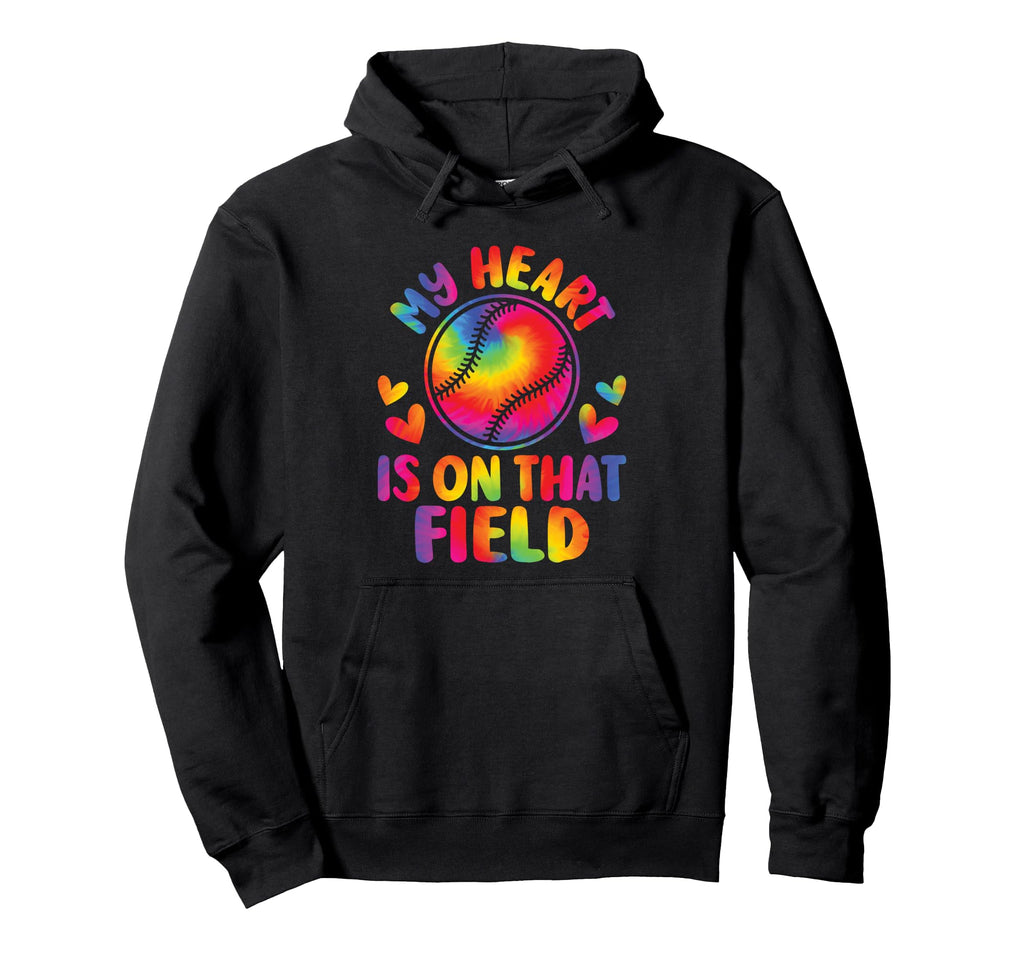 My Heart Is That Field Baseball Mom Hoodie - Novelty Apparel for Adults - T-Shirt, Sweatshirt, Hoodie