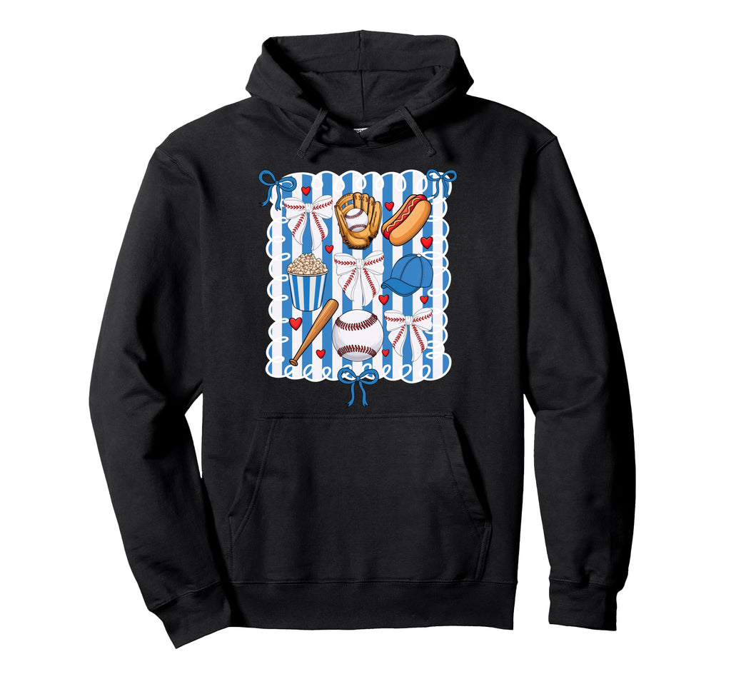 Baseball Coquette Bow Baseball Cheer Hoodie - Fun Novelty Design Unisex - T-Shirt, Sweatshirt, Hoodie