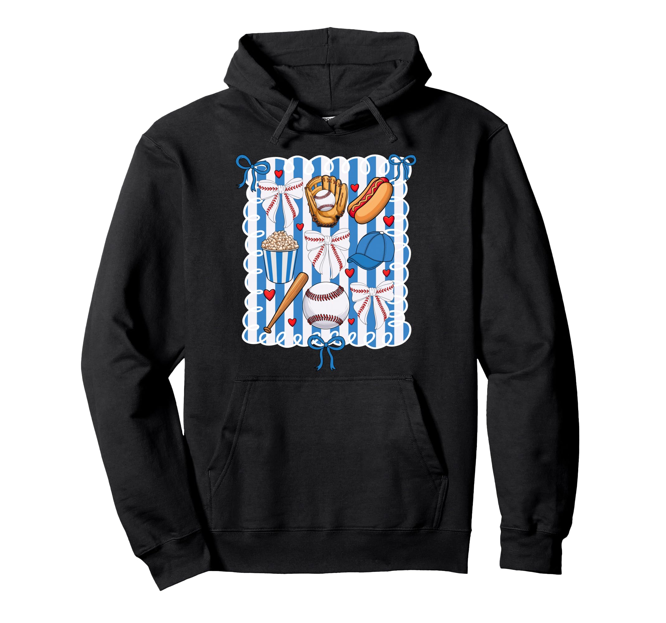 Baseball Coquette Bow Baseball Cheer Hoodie - Fun Novelty Design Unisex - T-Shirt, Sweatshirt, Hoodie