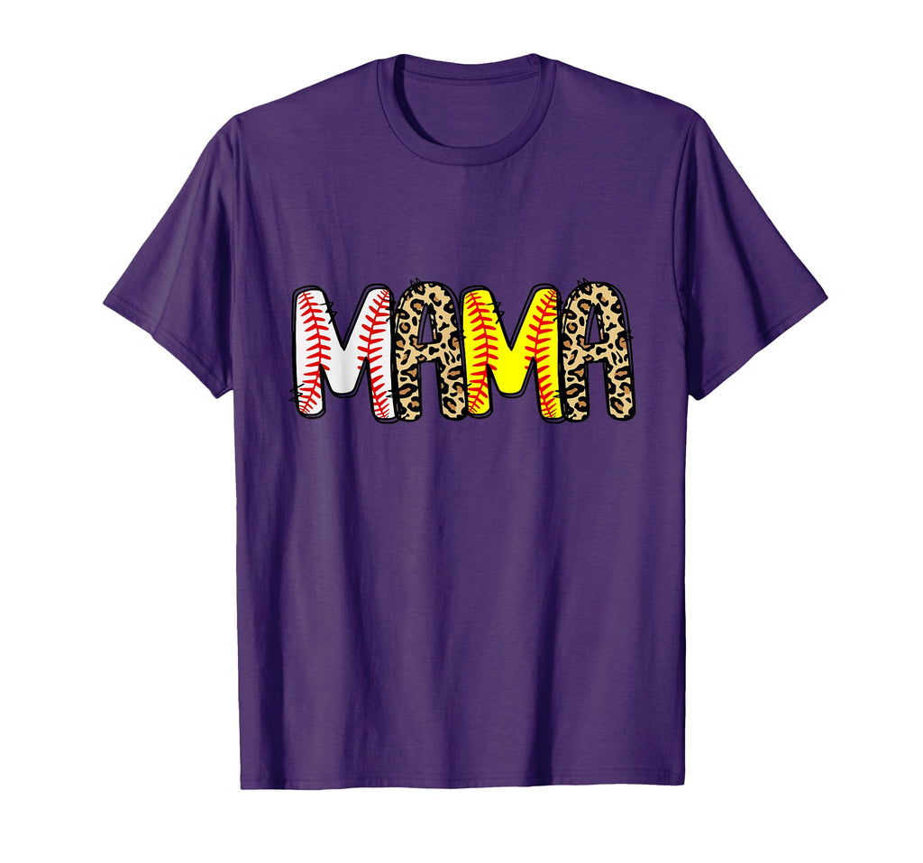 Mama Mom Both Leopard Baseball Softball T-Shirt - Custom Art Print Unisex - T-Shirt, Sweatshirt, Hoodie
