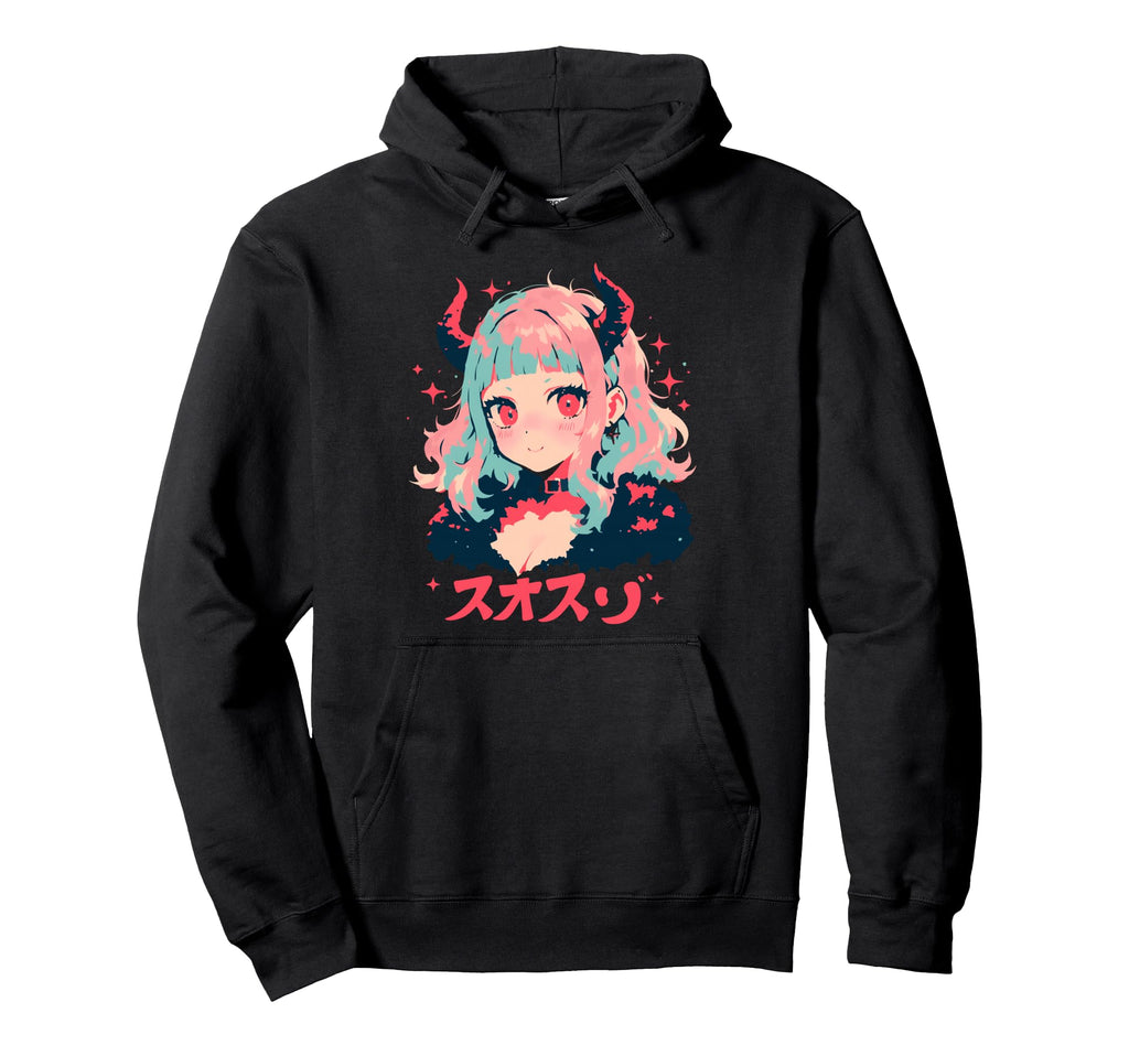 Goth Grunge Demon Anime Waifu Horror Hoodie - Streetwear Style for Adults - T-Shirt, Sweatshirt, Hoodie