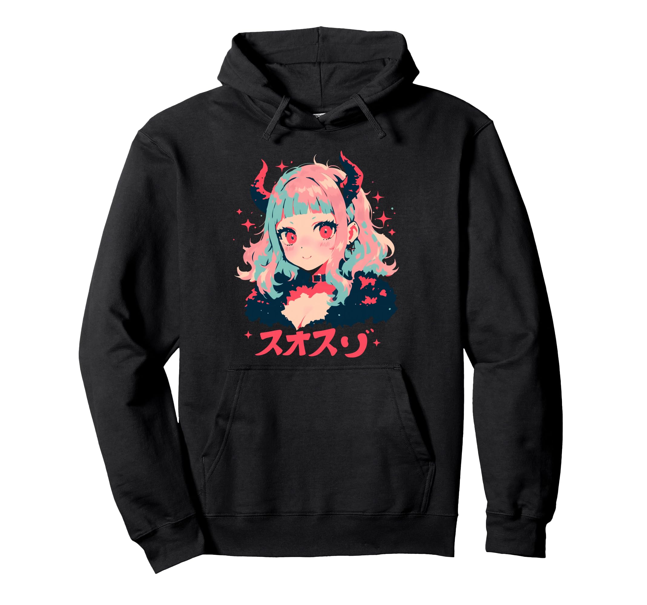 Goth Grunge Demon Anime Waifu Horror Hoodie - Streetwear Style for Adults - T-Shirt, Sweatshirt, Hoodie