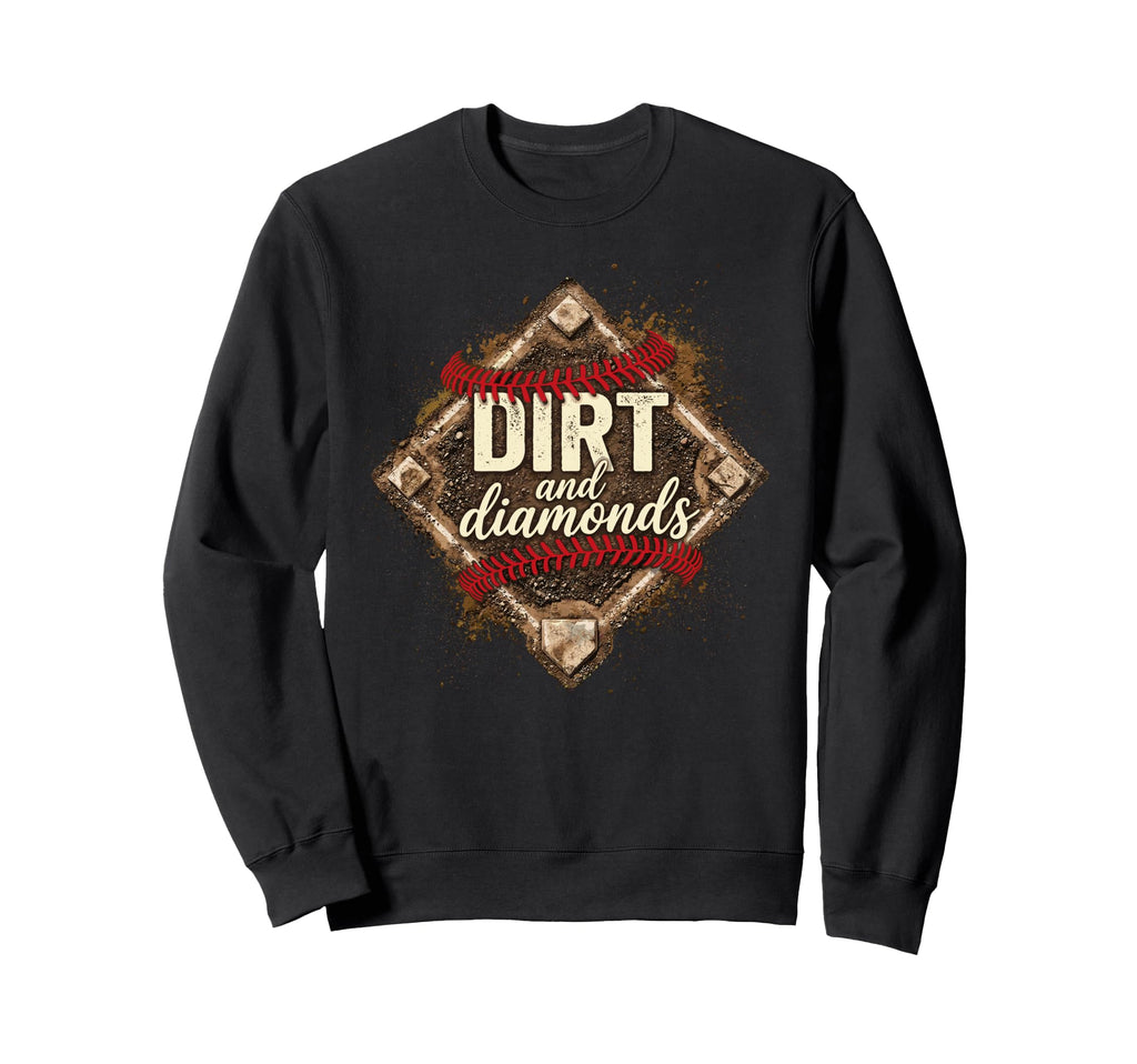 Softball Dirt And Diamonds Mom Sweatshirt - Aesthetic Graphic for Adults - T-Shirt, Sweatshirt, Hoodie