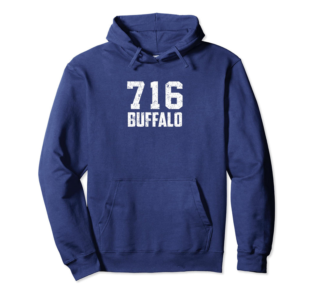 716 Buffalo Bflo Wny Distressed B Lo Hoodie - Novelty Apparel Unisex - T-Shirt, Sweatshirt, Hoodie