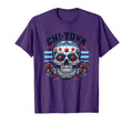 Chicago Flag Skull Goth Chi Town T-Shirt - Minimalist Print for Adults - T-Shirt, Sweatshirt, Hoodie