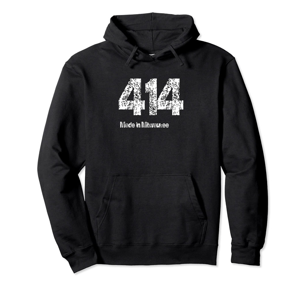 414 Made Milwaukee Distressed Hoodie - Novelty Apparel Unisex - T-Shirt, Sweatshirt, Hoodie