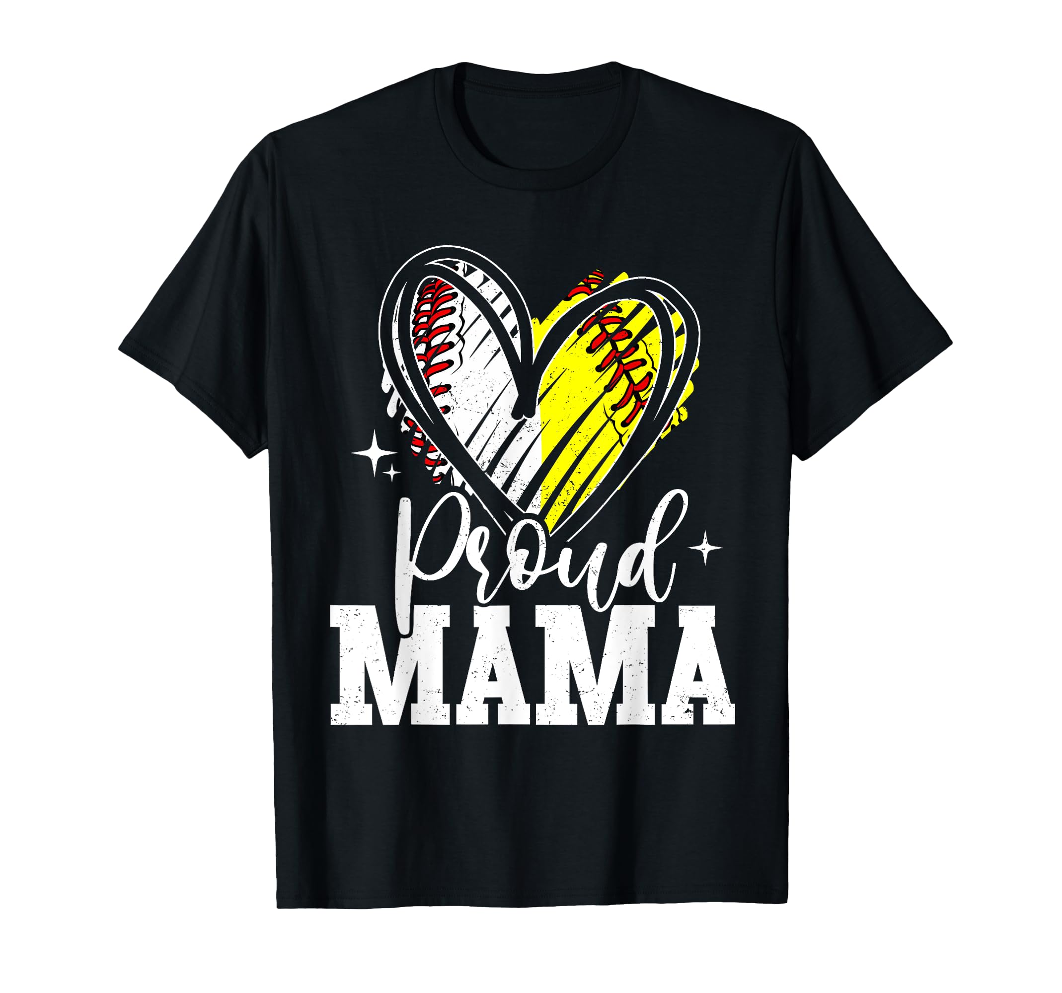 Proud Mama Baseball Softball Heart Mama T-Shirt - Trendy Graphic Unisex - T-Shirt, Sweatshirt, Hoodie