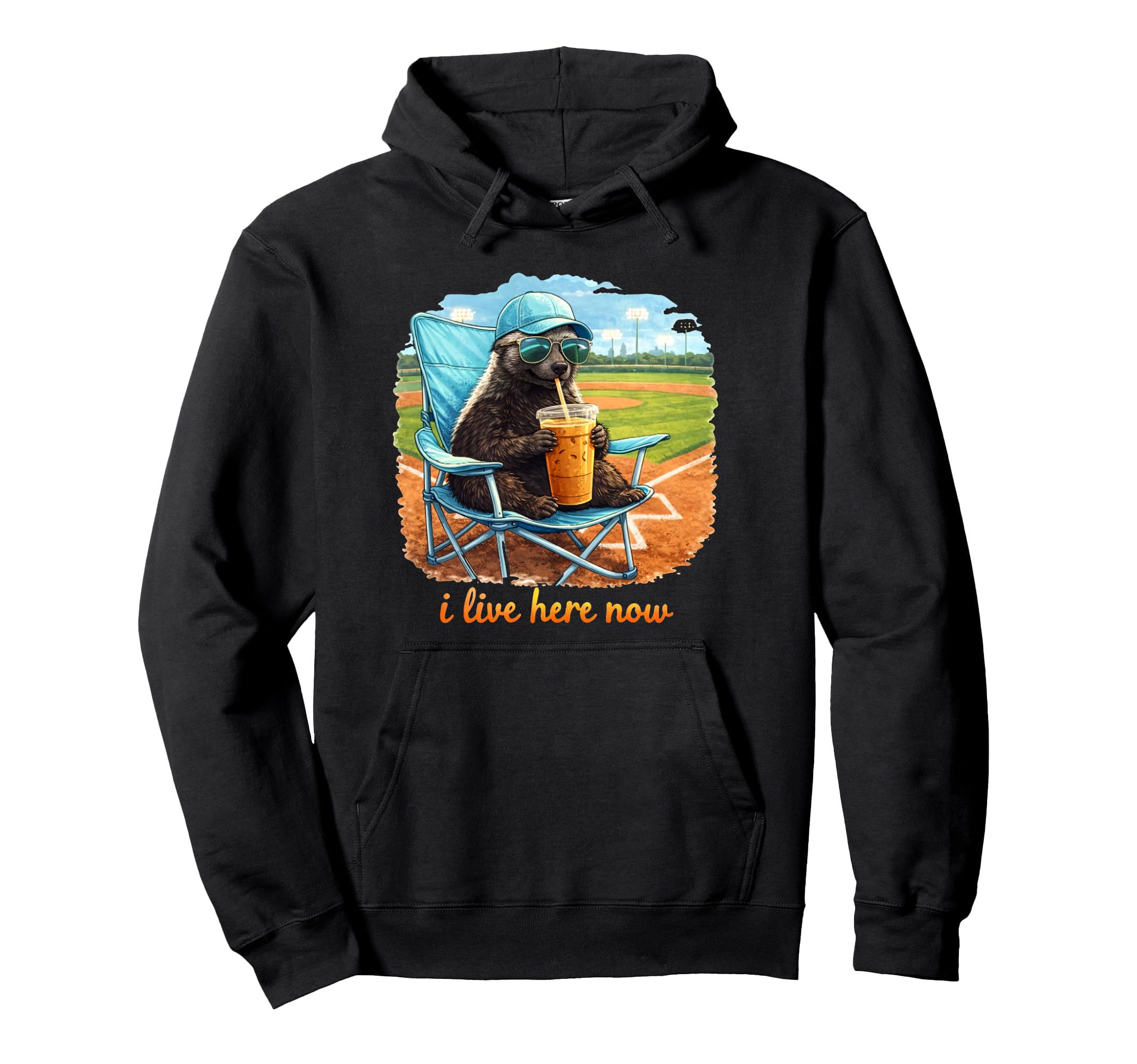 Funny Honey Badger I Live Here Now Hoodie - Novelty Apparel for Adults - T-Shirt, Sweatshirt, Hoodie
