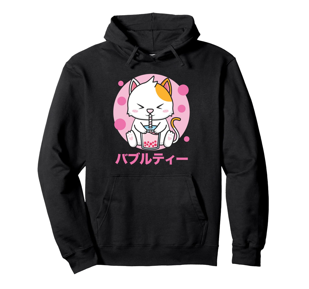 Cat Bubble Tea Kawaii Otaku Japanese Hoodie - Graphic Print Men Women - T-Shirt, Sweatshirt, Hoodie