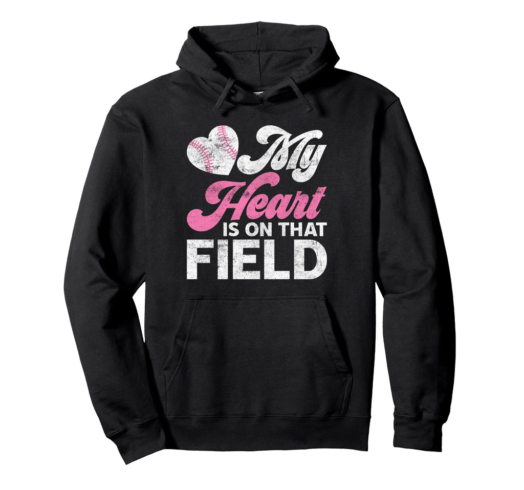 My Heart Is That Field Baseball Heart Mom Hoodie - Graphic Print Men Women - T-Shirt, Sweatshirt, Hoodie
