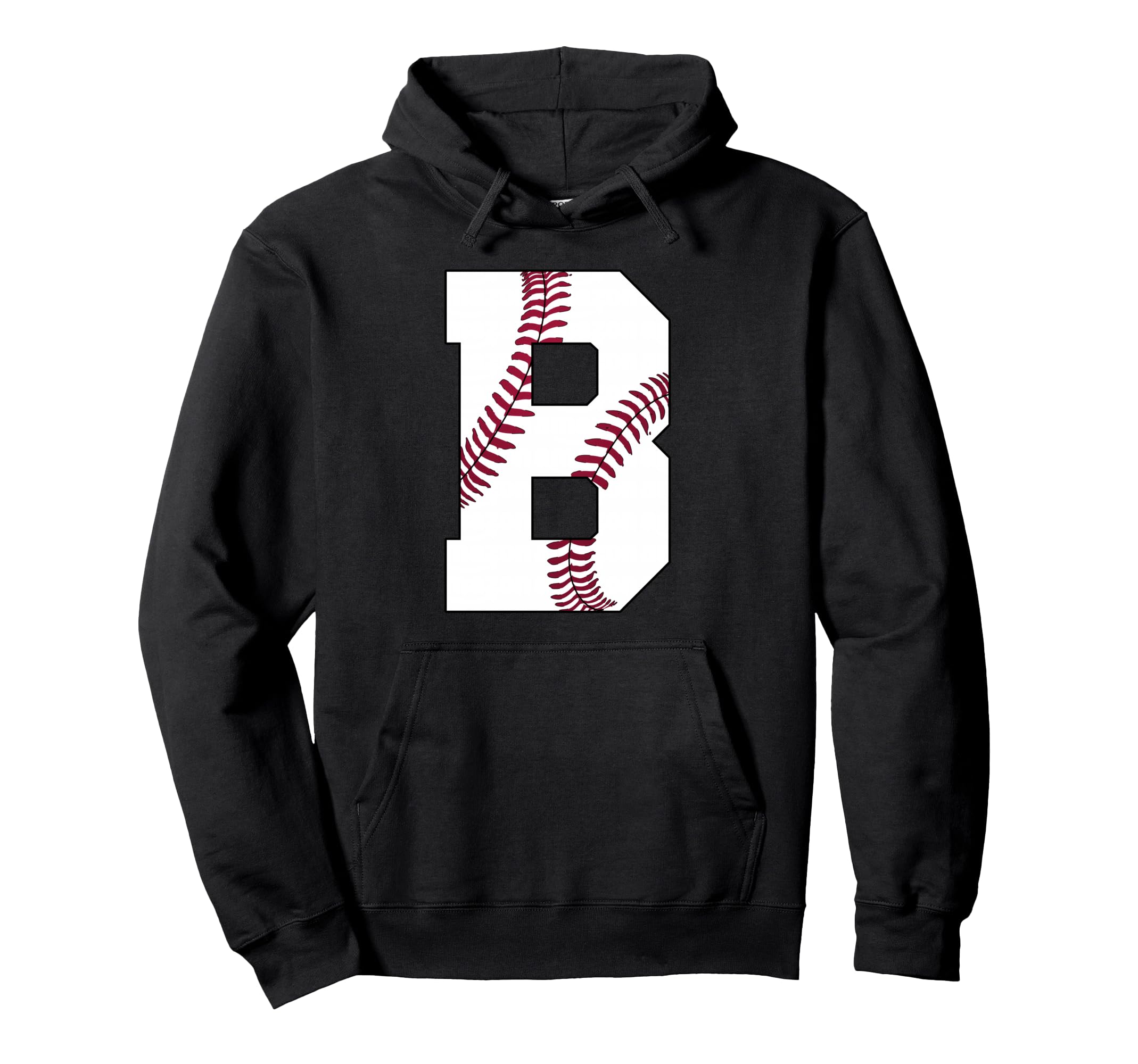 B Baseball Initial Personalized Hoodie - Minimalist Print for Adults - T-Shirt, Sweatshirt, Hoodie