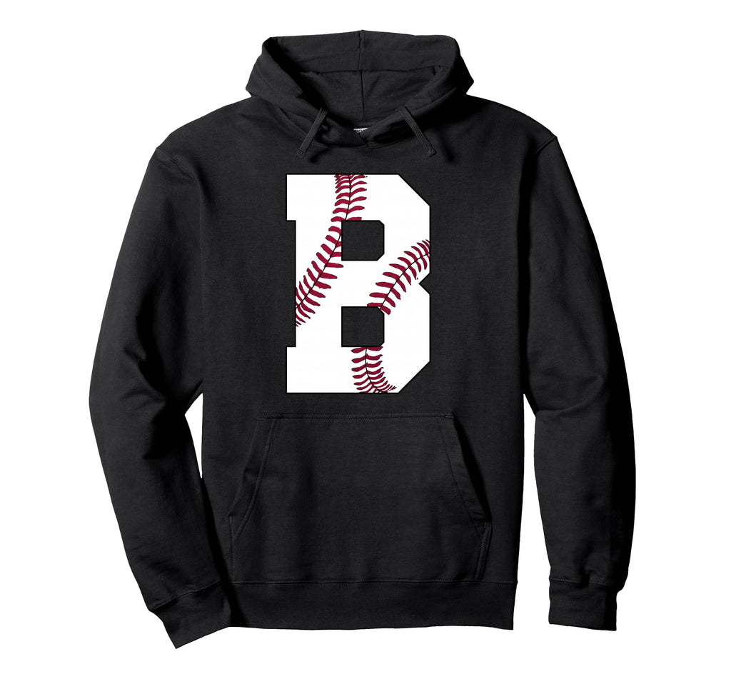 B Baseball Initial Personalized Letter Hoodie - Trendy Graphic Men Women - T-Shirt, Sweatshirt, Hoodie