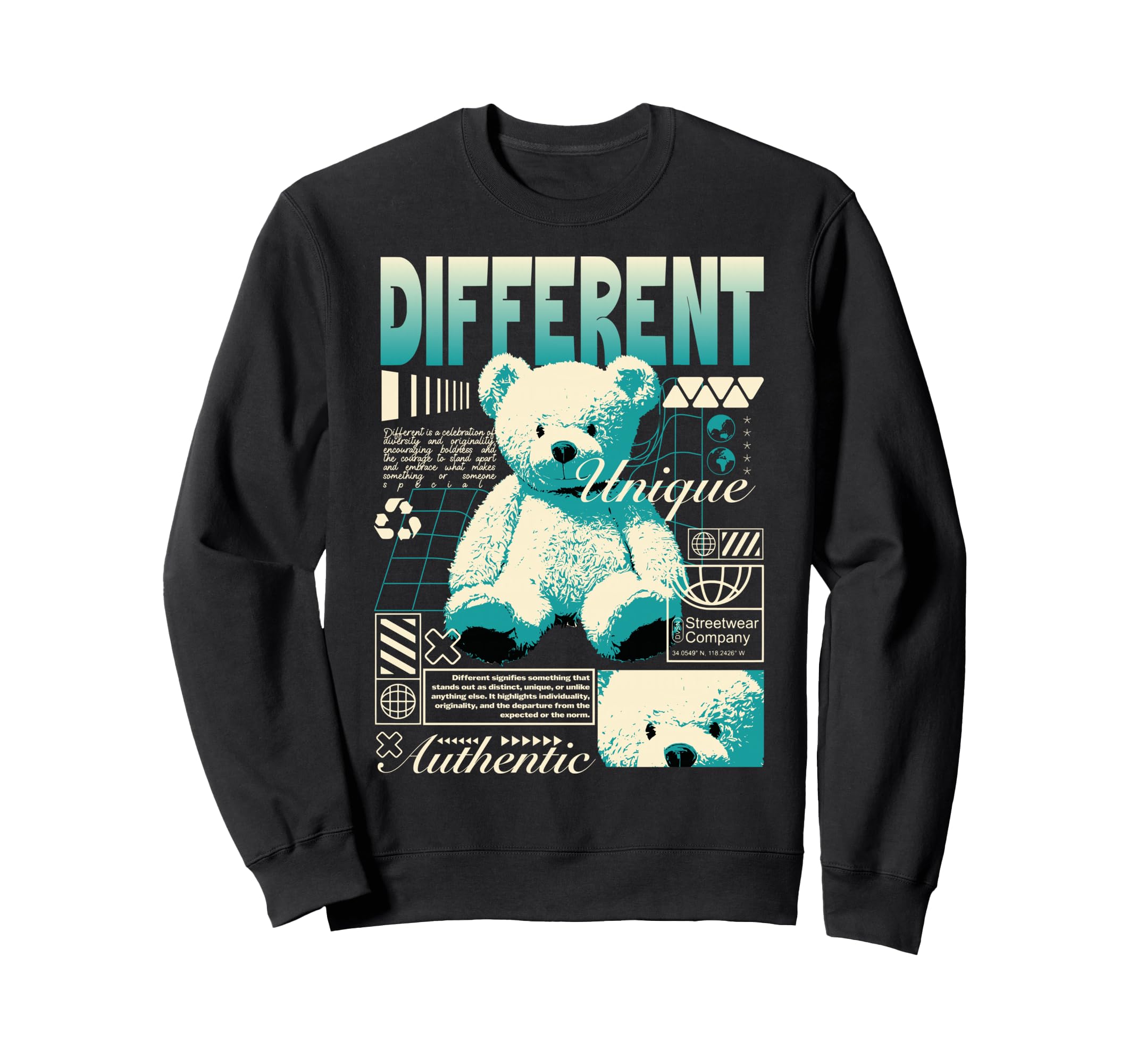 Y2K Bear Bold Urban Graffiti Sweatshirt - Minimalist Print for Adults - T-Shirt, Sweatshirt, Hoodie