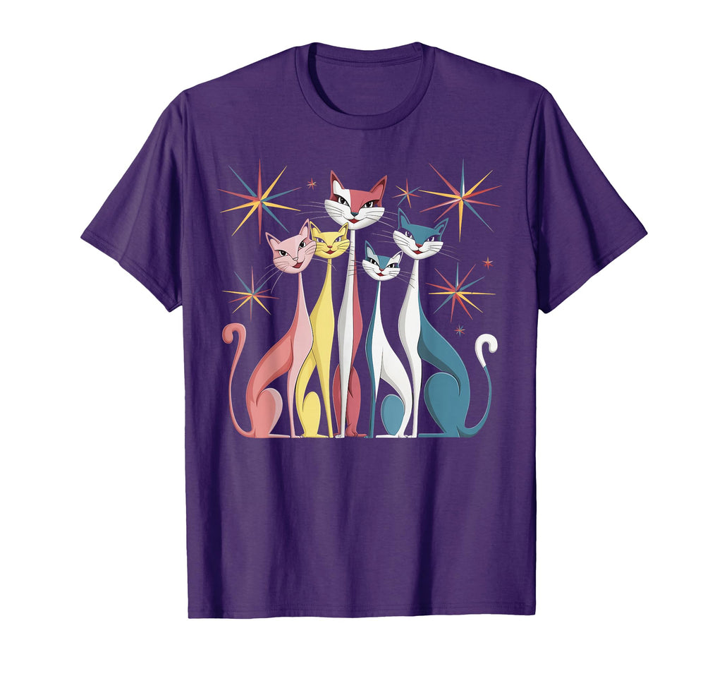 Cat Mid Century Modern Cats 50S 60S T-Shirt - Custom Art Print for Adults - T-Shirt, Sweatshirt, Hoodie