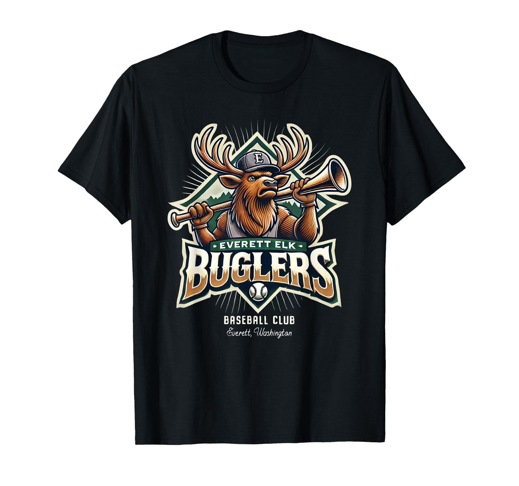 Everett Elk Buglers Minor League T-Shirt - Fun Novelty Design for Adults - T-Shirt, Sweatshirt, Hoodie
