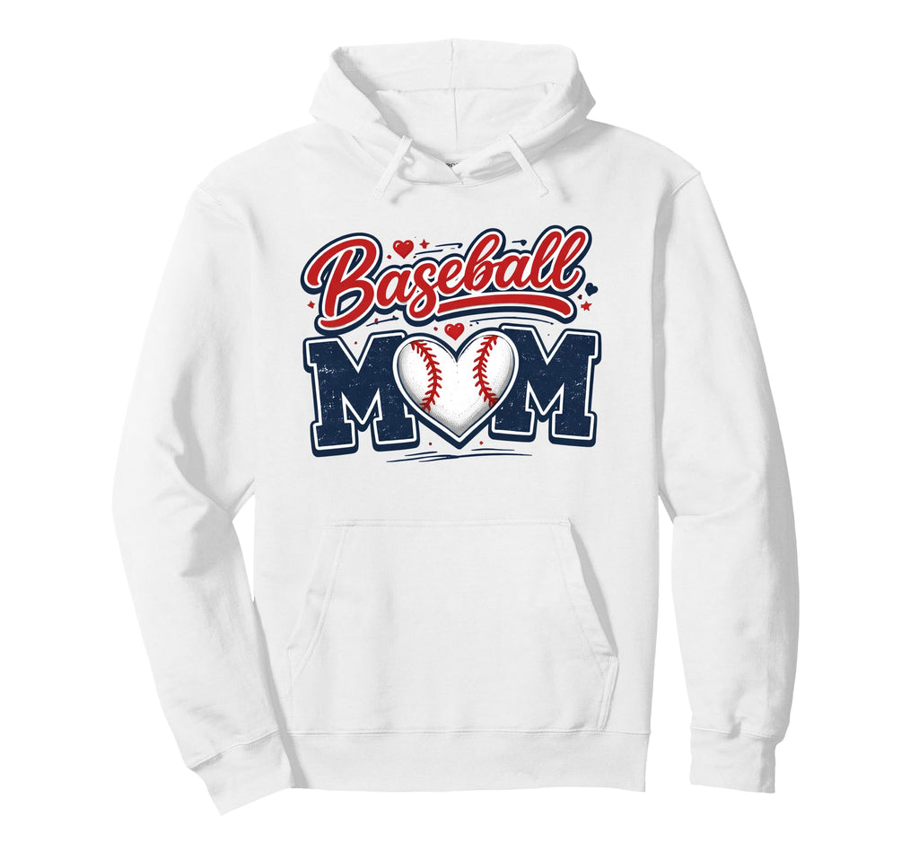 Baseball Mom Baseball Heart Mothers Hoodie - Aesthetic Graphic Men Women - T-Shirt, Sweatshirt, Hoodie