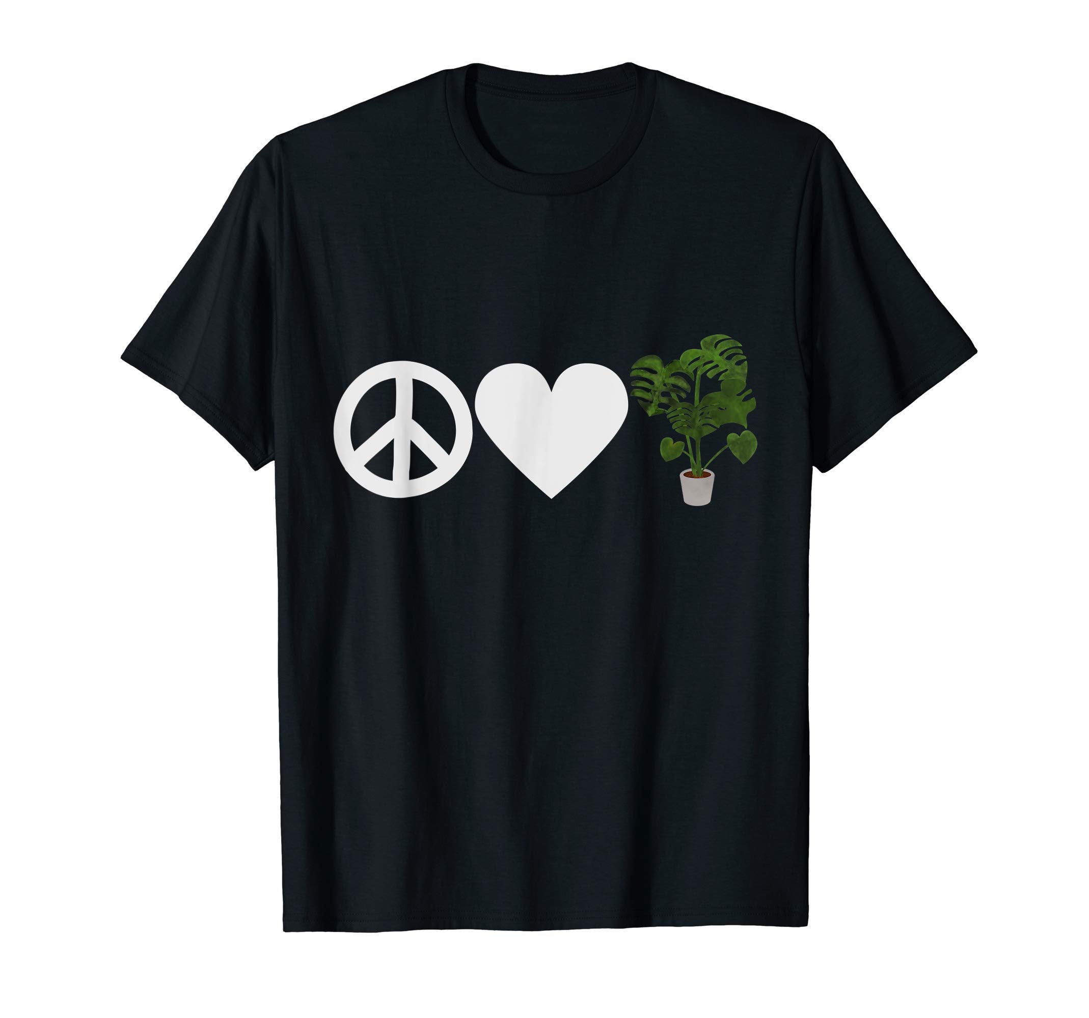 Monstera Deliciosa Plant Peace Love T-Shirt - Aesthetic Graphic Men Women - T-Shirt, Sweatshirt, Hoodie