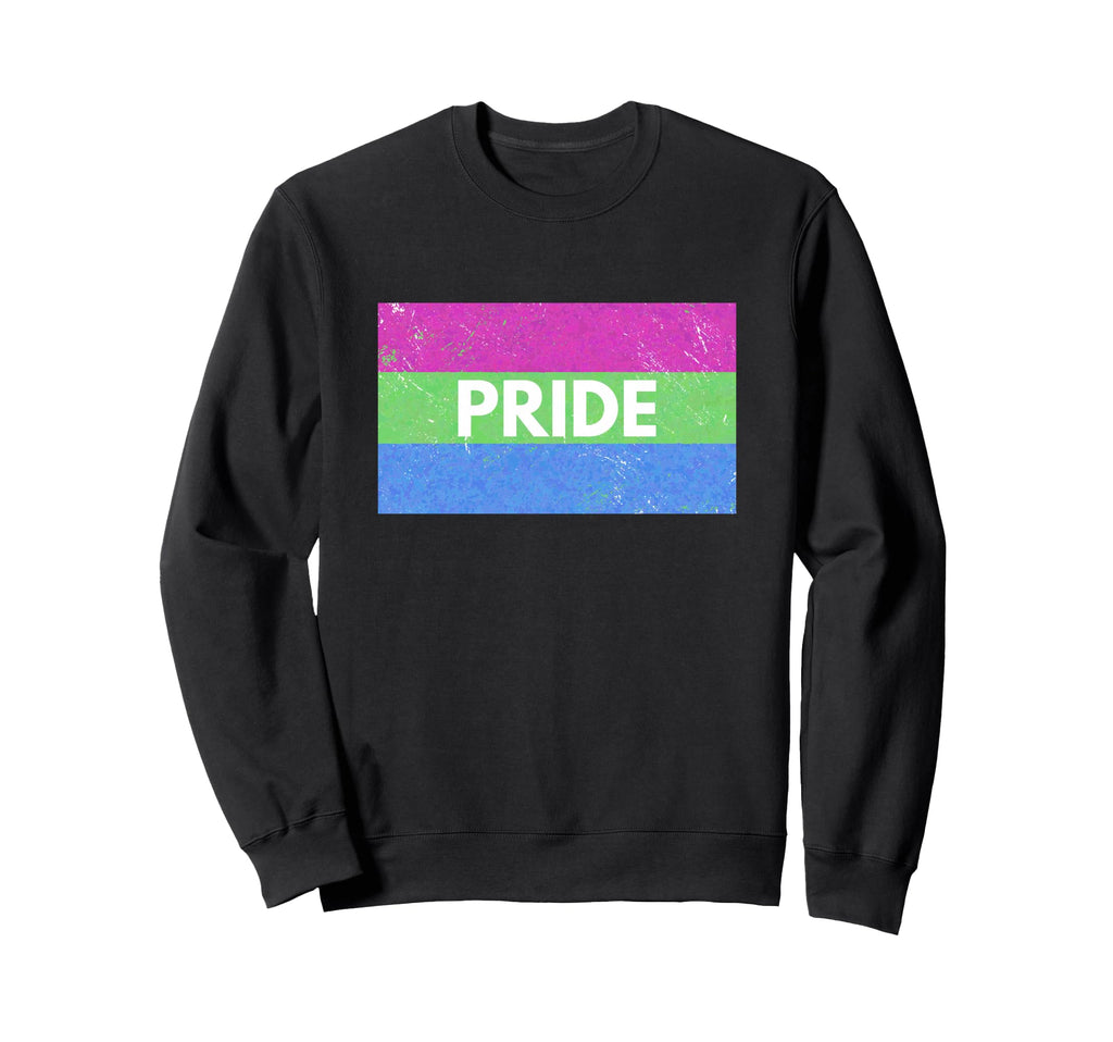 Polysexual Pride Flag Distressed Sweatshirt - Trendy Graphic Unisex - T-Shirt, Sweatshirt, Hoodie