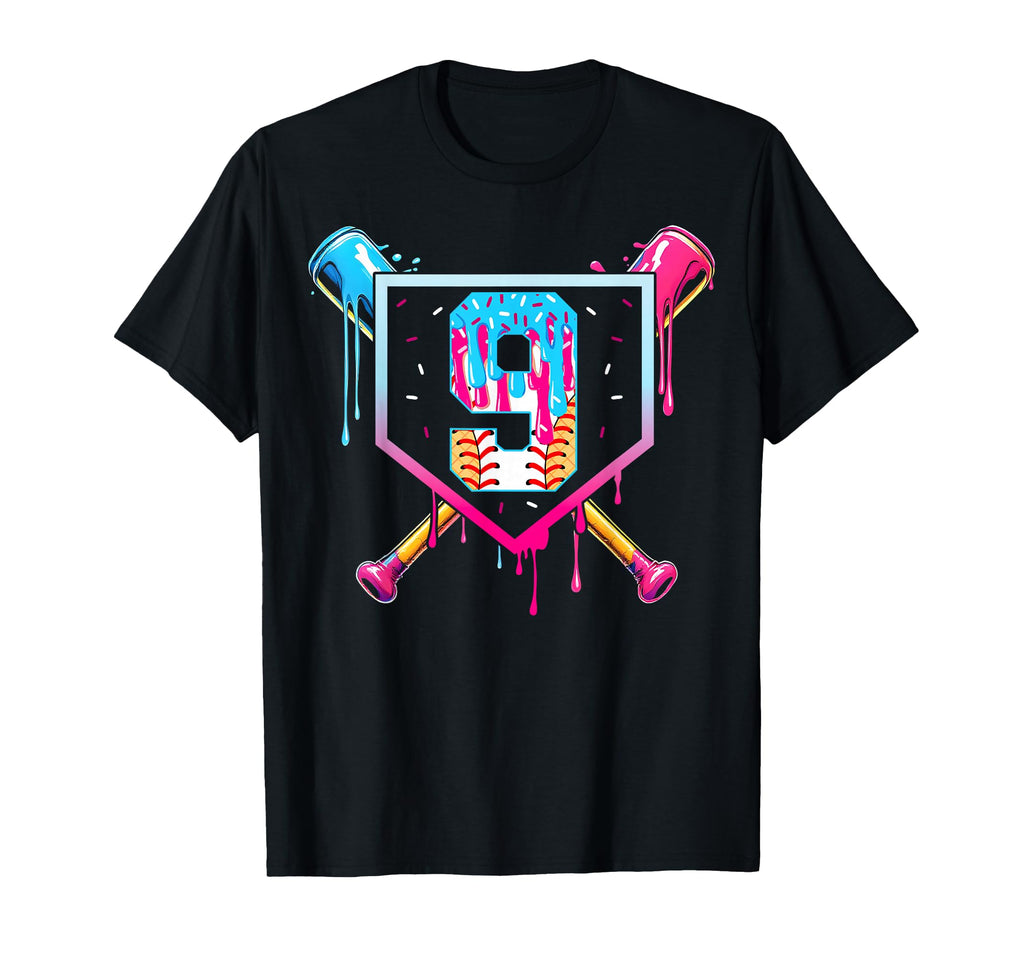 Baseball 9 Year Old Ice Cream Drip T-Shirt - Custom Art Print Men Women - T-Shirt, Sweatshirt, Hoodie