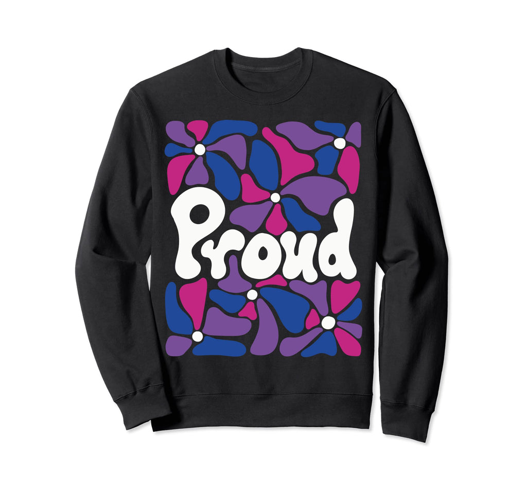 Proud Bisexual Pride Boho Flowers Sweatshirt - Unique Graphic Men Women - T-Shirt, Sweatshirt, Hoodie
