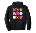 Checkered Mama Bow Baseball Mom Game Hoodie - Minimalist Print for Adults - T-Shirt, Sweatshirt, Hoodie