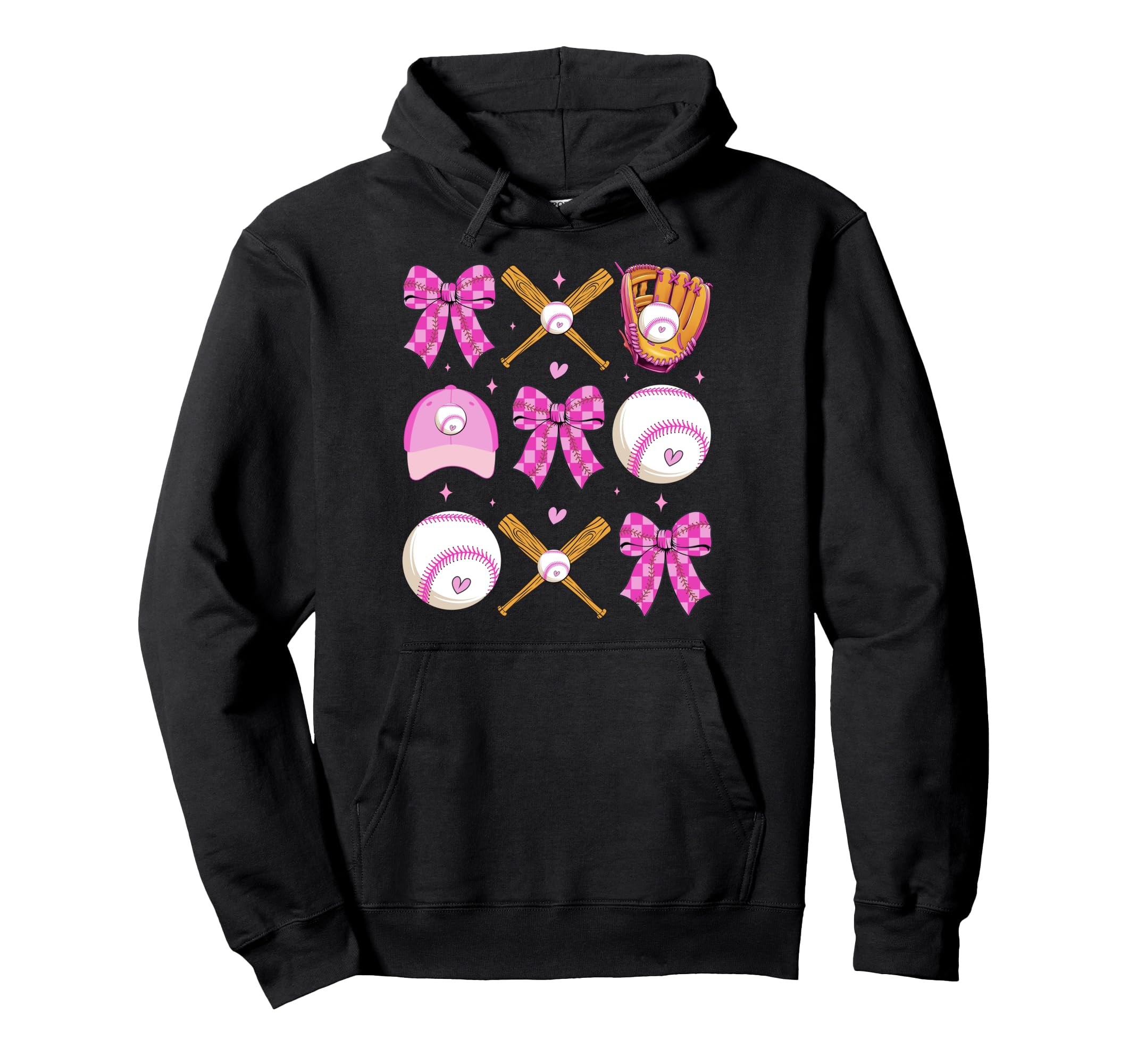 Checkered Mama Bow Baseball Mom Game Hoodie - Minimalist Print for Adults - T-Shirt, Sweatshirt, Hoodie