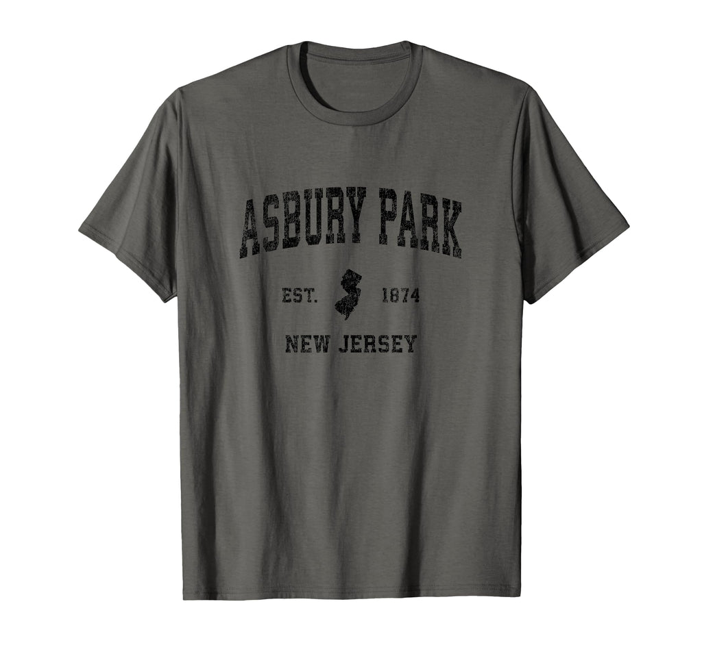 Asbury Park New Jersey Nj Sports Black T-Shirt - Novelty Apparel Unisex - T-Shirt, Sweatshirt, Hoodie