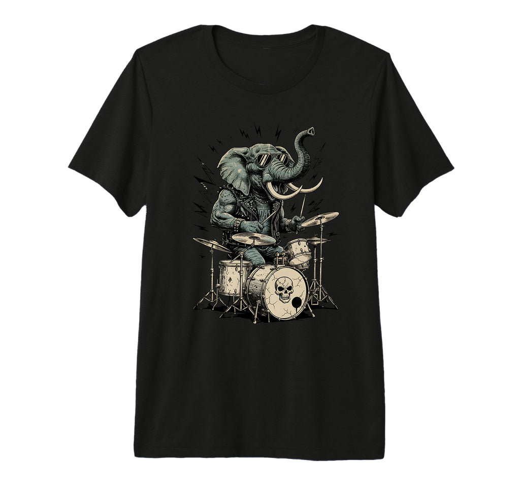 Elephant Drummer Rock Funny Band T-Shirt - Minimalist Print Men Women - T-Shirt, Sweatshirt, Hoodie