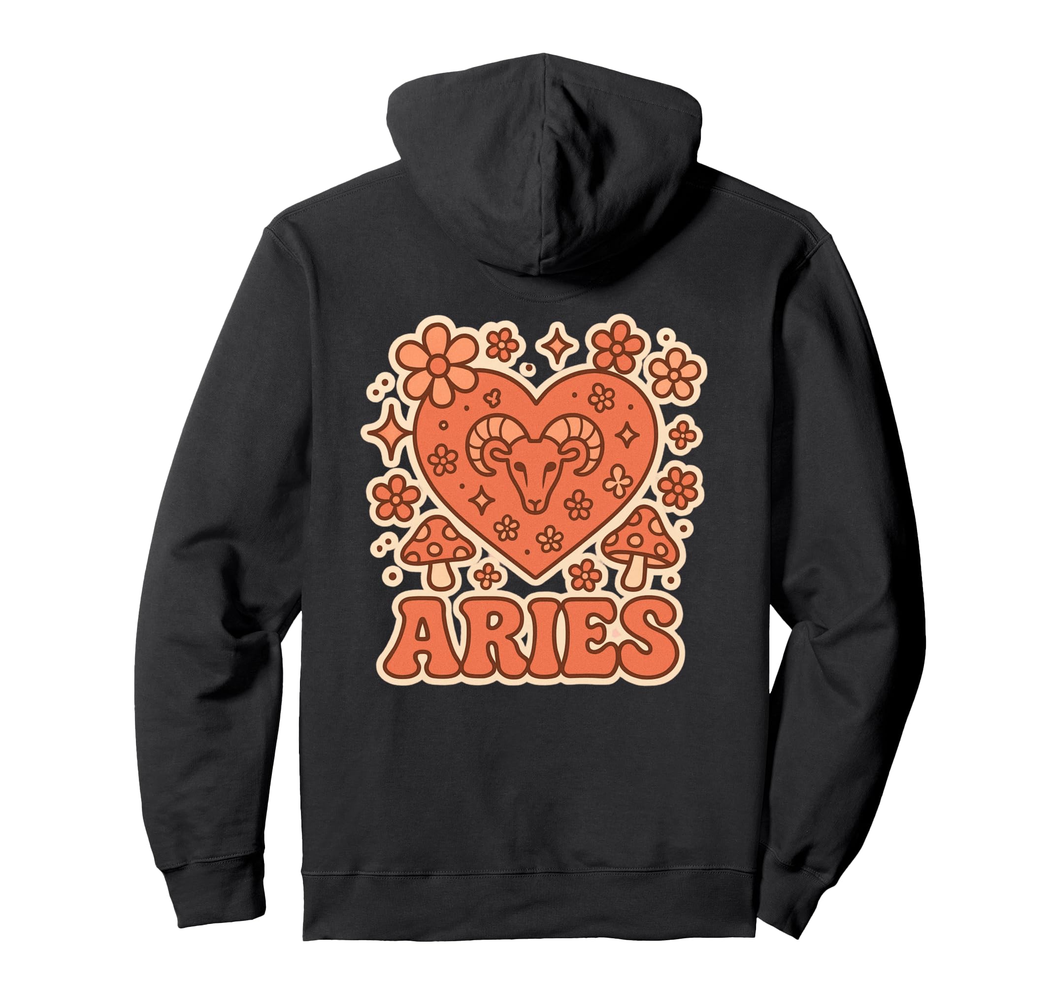 Aries Zodiac Sign Heart Ram Hoodie - Aesthetic Graphic for Adults - T-Shirt, Sweatshirt, Hoodie